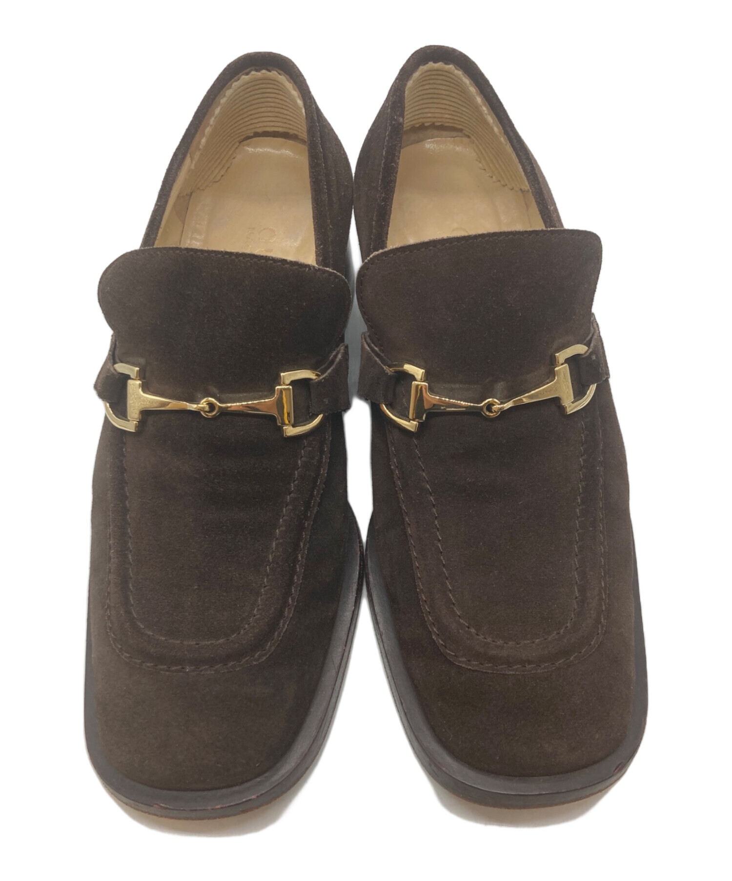 中古・古着通販】GUCCI (グッチ) スウェードビットローファー ブラウン