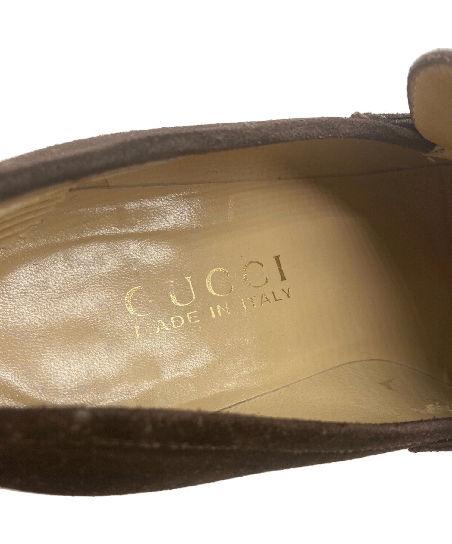 中古・古着通販】GUCCI (グッチ) スウェードビットローファー ブラウン