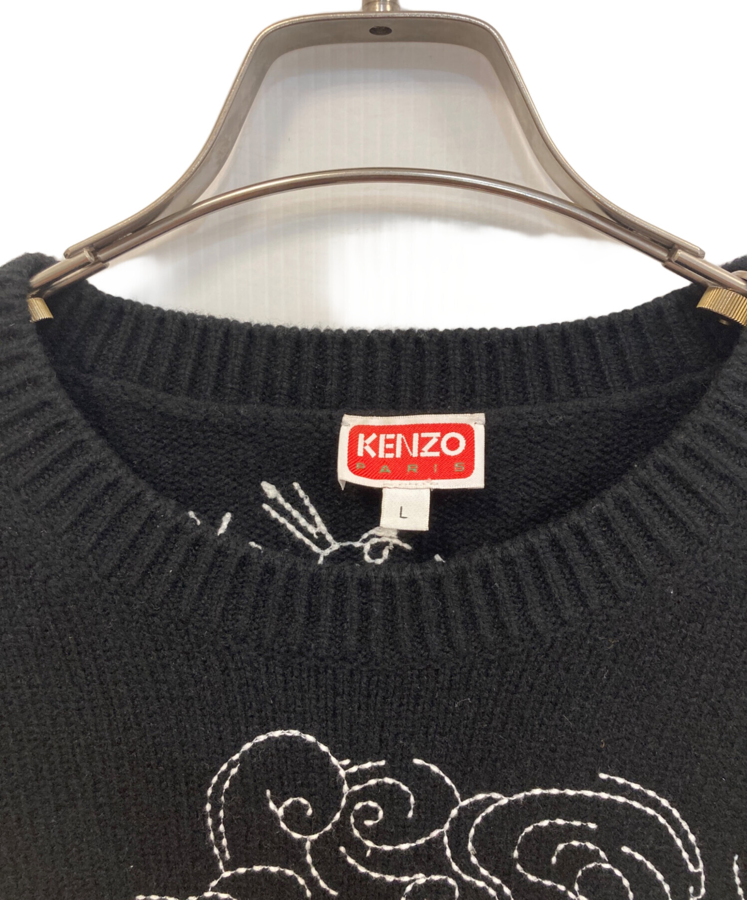 中古・古着通販】KENZO (ケンゾー) 虎刺繍ニット ブラック サイズ:L