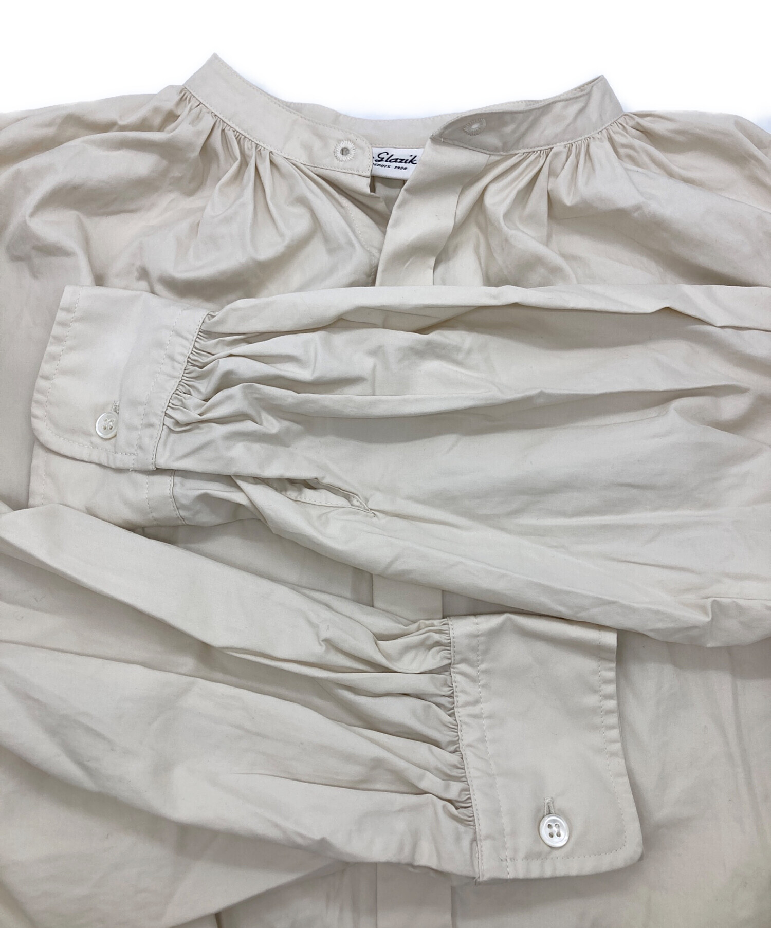 中古・古着通販】LE GLAZIK (ル グラジック) バンドカラー ギャザー 