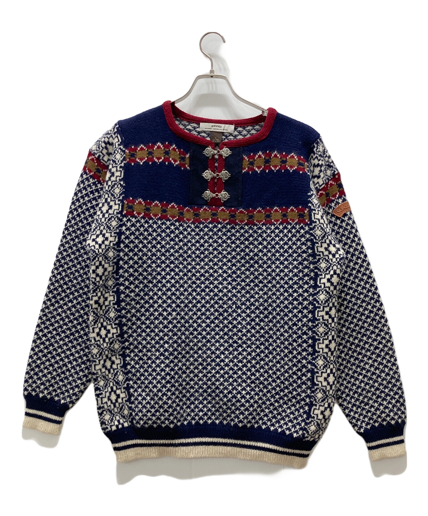 中古・古着通販】SONDRE (SONDRE) チロリアンニット ネイビー サイズ 