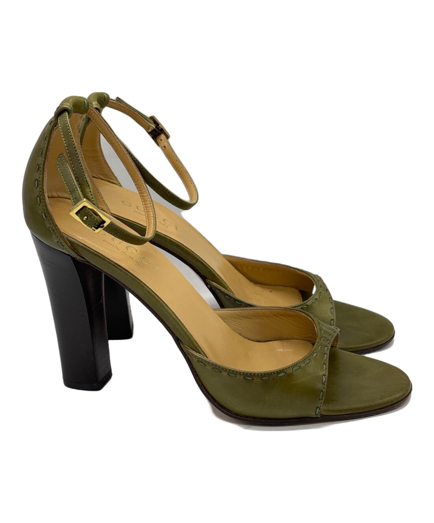 中古・古着通販】GUCCI (グッチ) ヒールパンプス 黄緑 サイズ:23.5