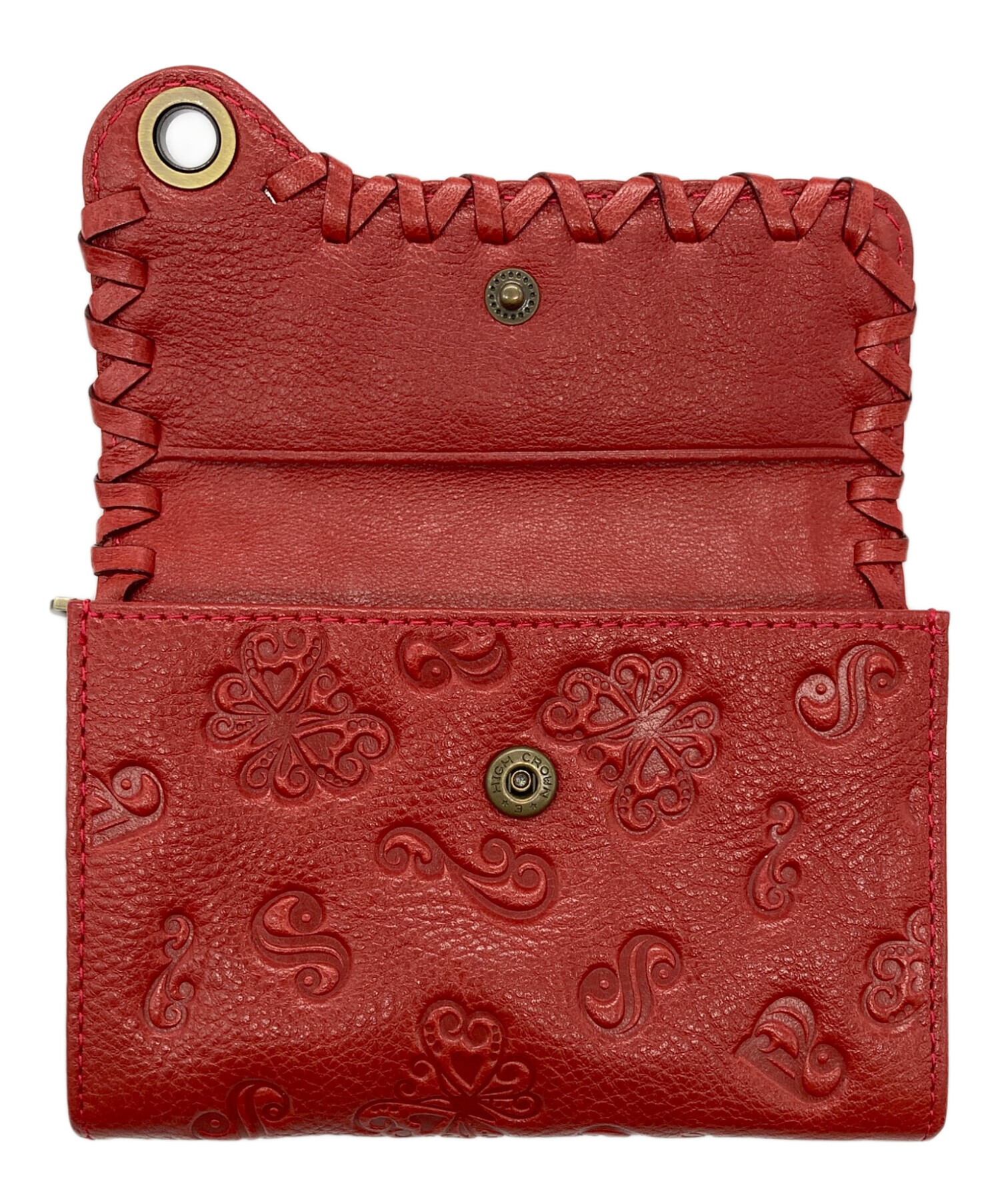 美品 ANNA SUI アナスイ 三つ折り財布 本革 レザー スタッズ レッド 中古・古着通販】ANNA SUI (アナスイ) 2つ折り財布 レッド｜ブランド