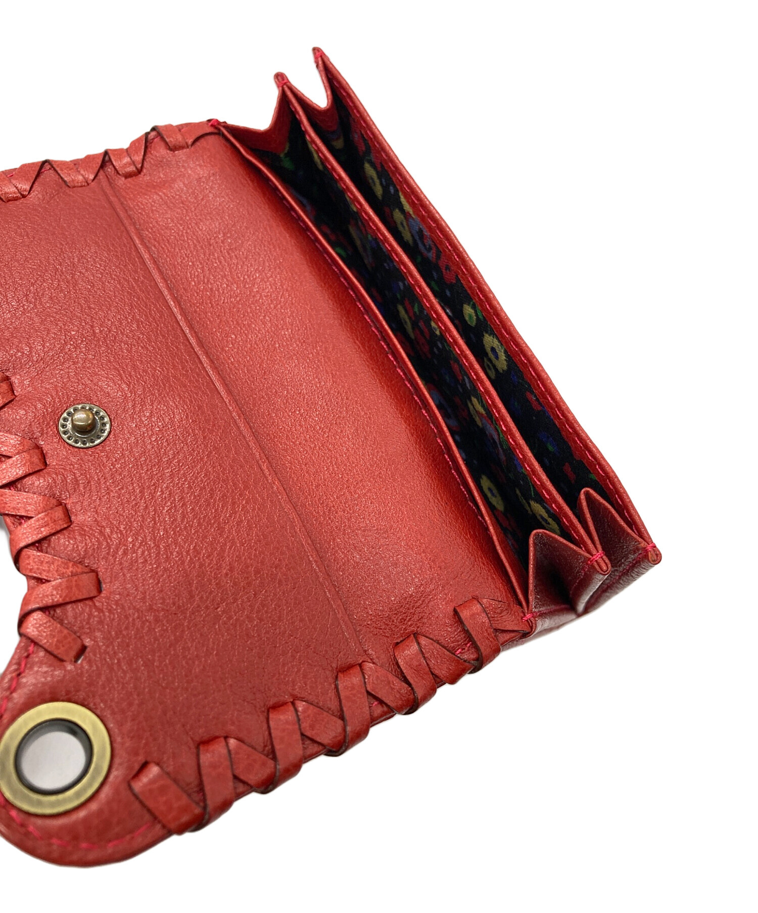 美品 ANNA SUI アナスイ 三つ折り財布 本革 レザー スタッズ レッド 中古・古着通販】ANNA SUI (アナスイ) 2つ折り財布 レッド｜ブランド