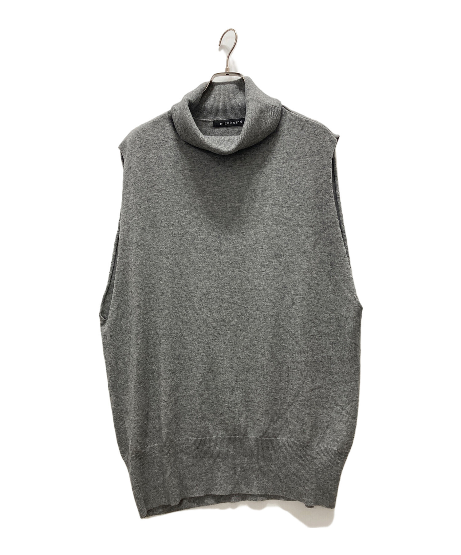mizuiroind ニットワンピース ノースリーブ フリーサイズ ダークグレー ミズイロインド mizuiro-ind ⁄ ミズイロインド ニットロングノースリーブワンピース