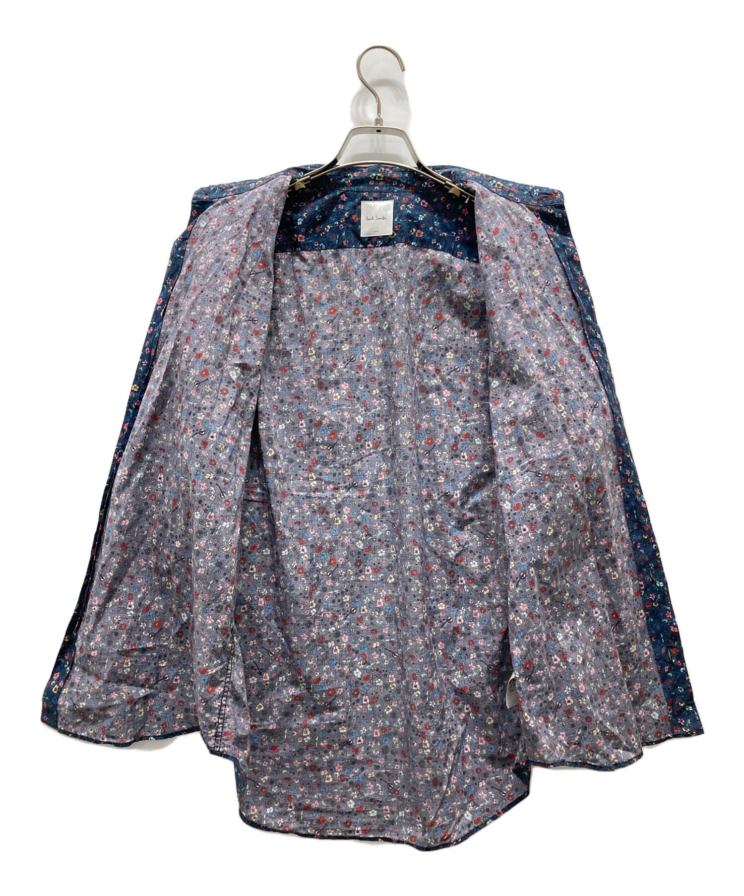 ポールスミス洗えるソリッドカラージョーゼットブラウス27500円44紫系新品 中古・古着通販】PAUL SMITH (ポールスミス) 小花柄シャツ ブルー