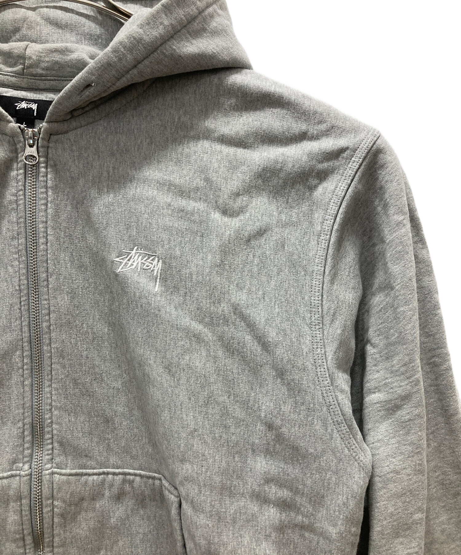 中古・古着通販】stussy (ステューシー) STOCK LOGO ZIP HOODIE グレー
