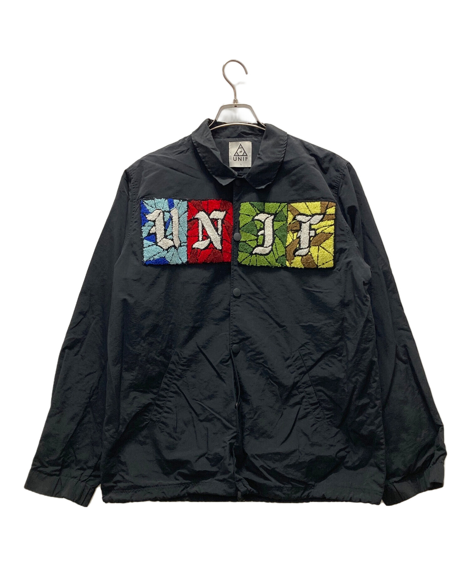 中古・古着通販】UNIF (ユニフ) コーチジャケット ブラック サイズ:L