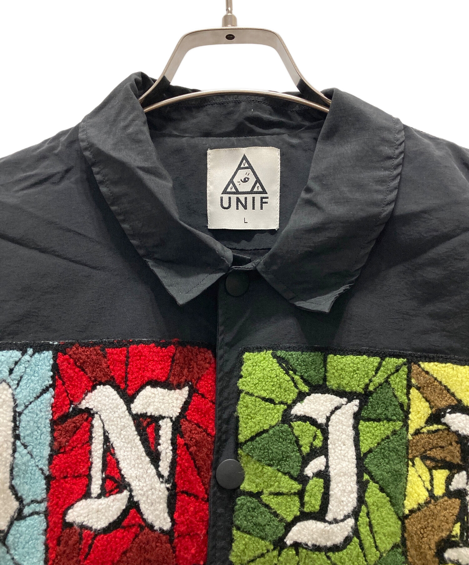 中古・古着通販】UNIF (ユニフ) コーチジャケット ブラック サイズ:L 