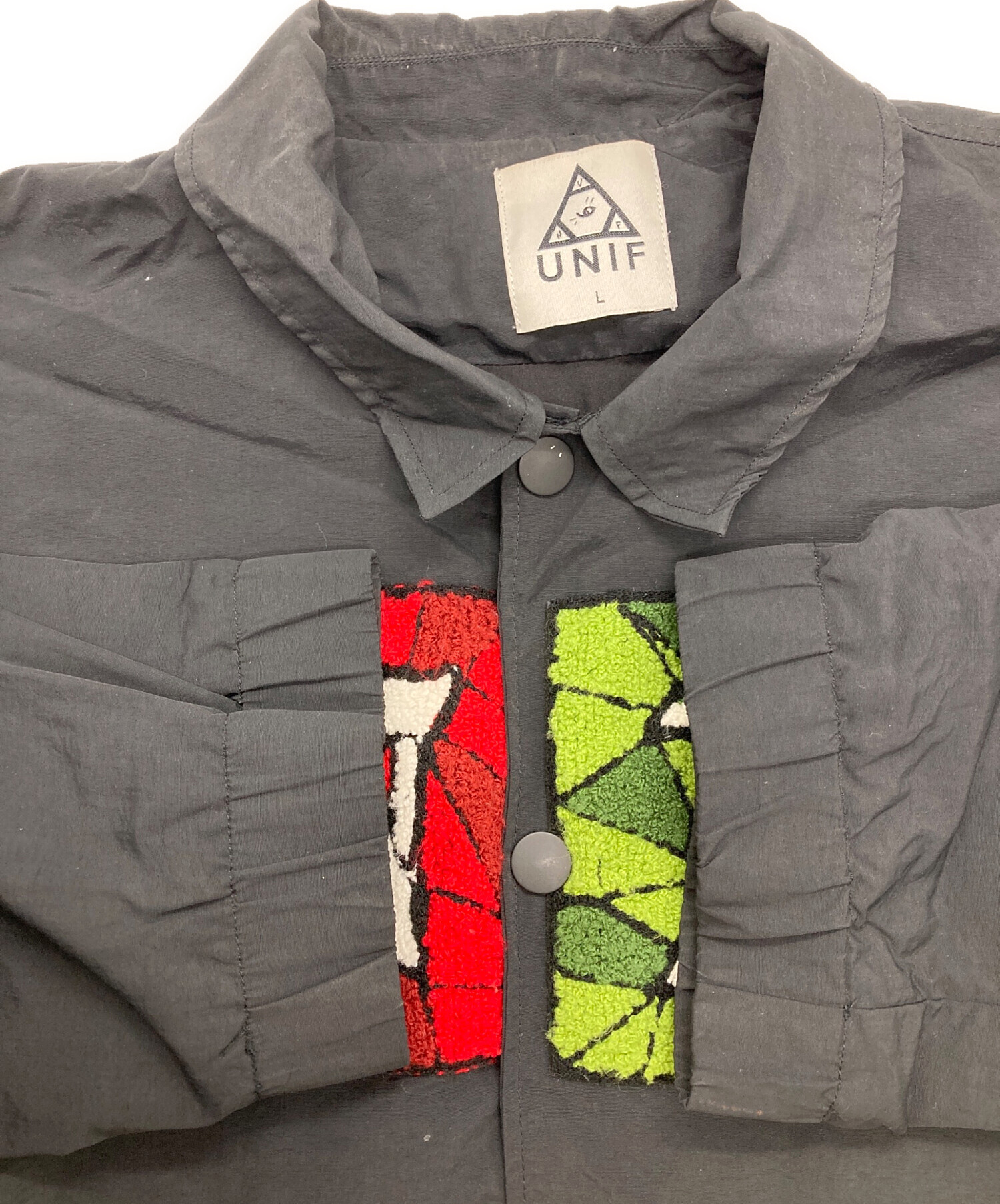 中古・古着通販】UNIF (ユニフ) コーチジャケット ブラック サイズ:L 