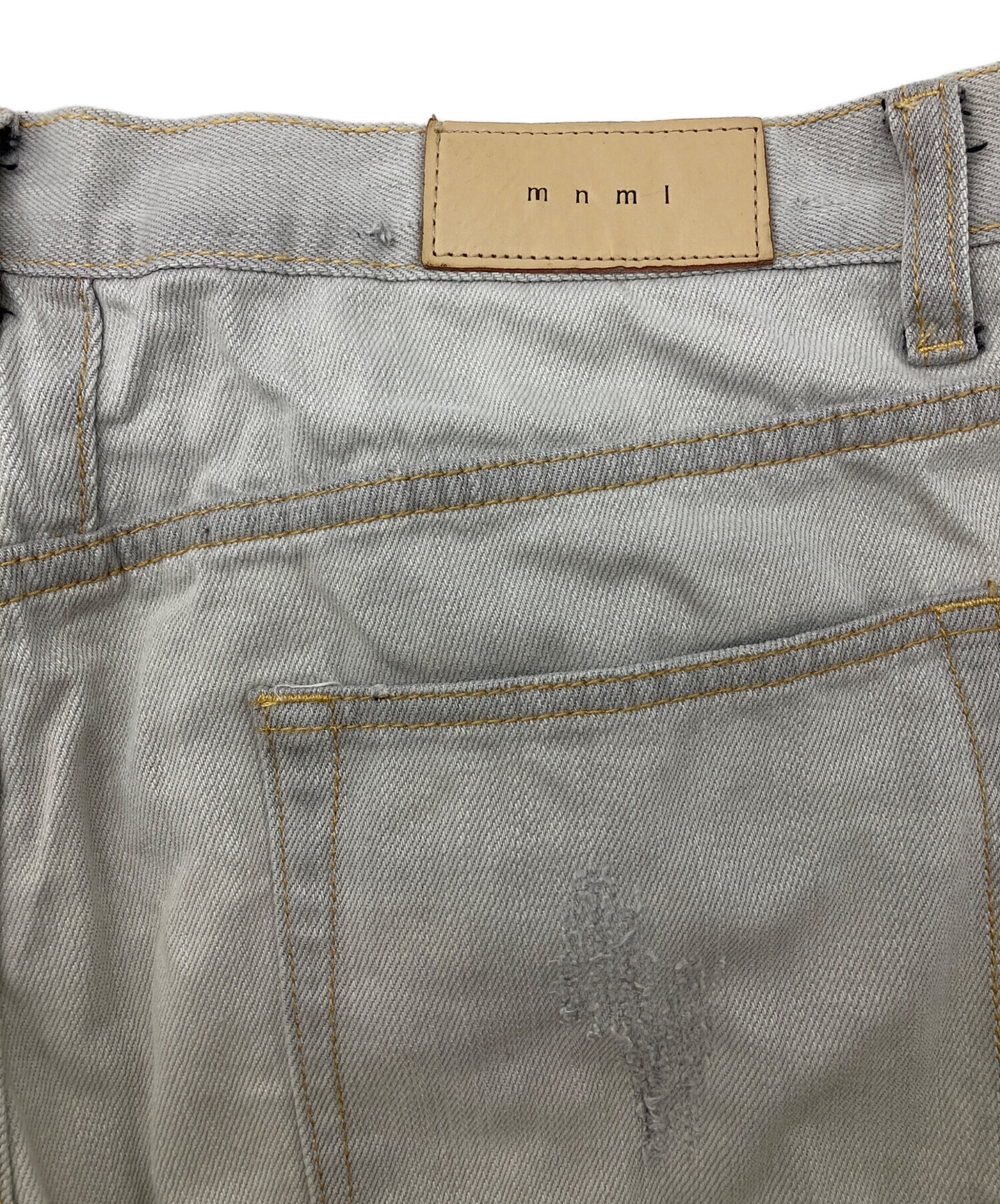 中古・古着通販】mnml (ミニマル) ダメージデニムパンツ グレー サイズ