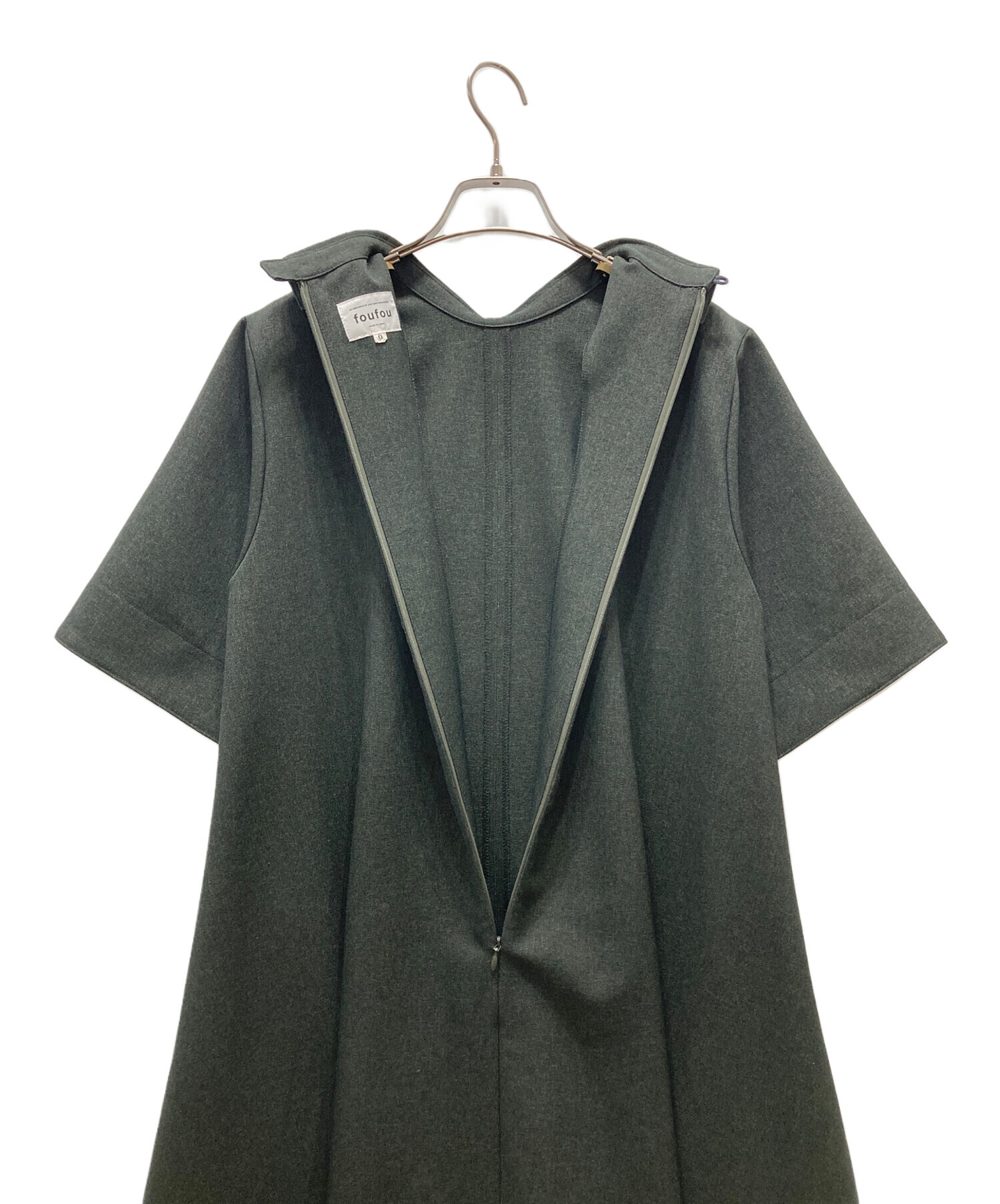 foufou フーフー ブラウス F 紺xカーキ(総柄) 【古着】【中古】 中古・古着通販】foufou (フーフー) primitive shirts collar one