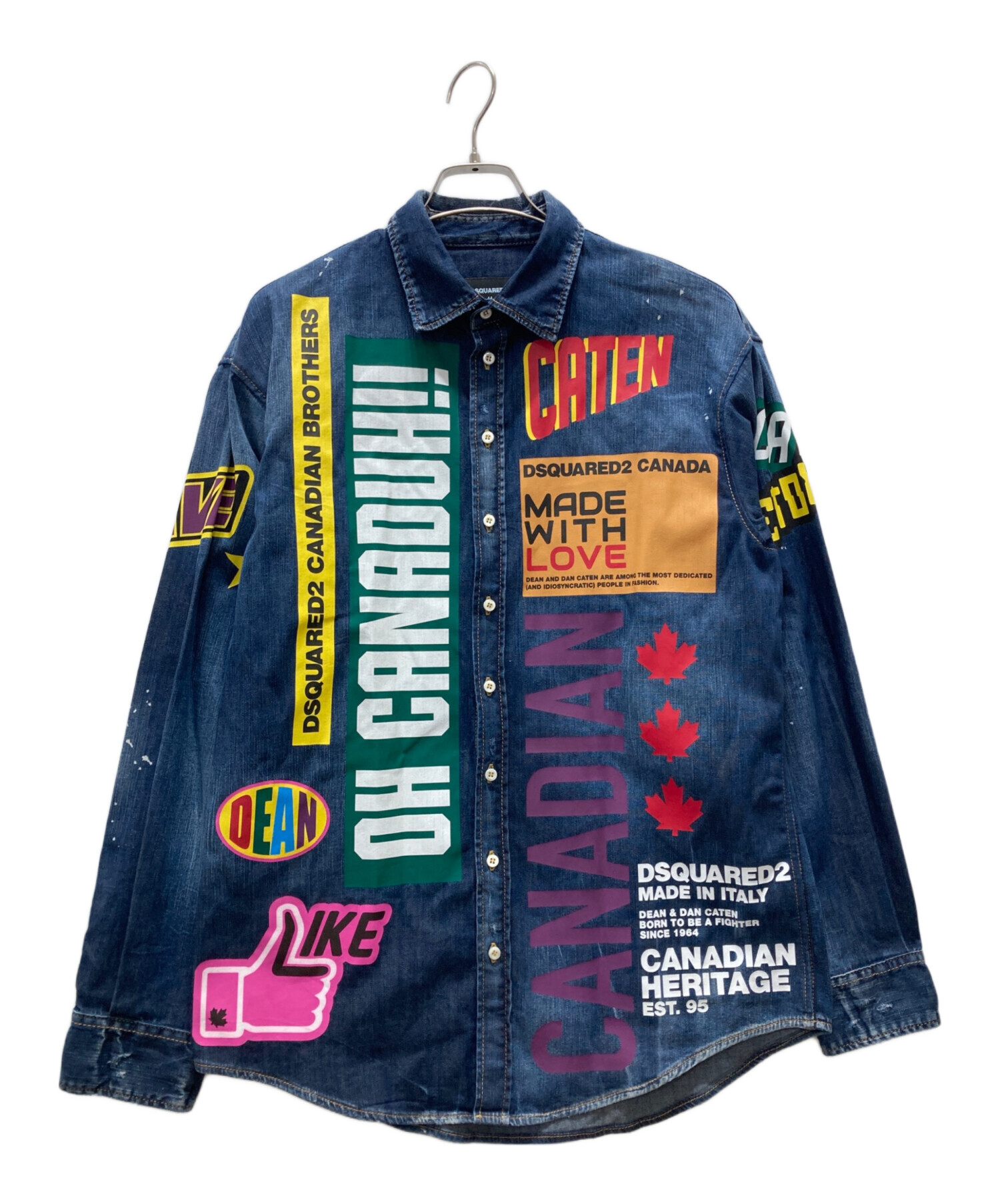 美品 ディースクエアード S74DM0505 グラフィックプリント デニムシャツ 中古・古着通販】DSQUARED2 (ディースクエアード) プリントデニム