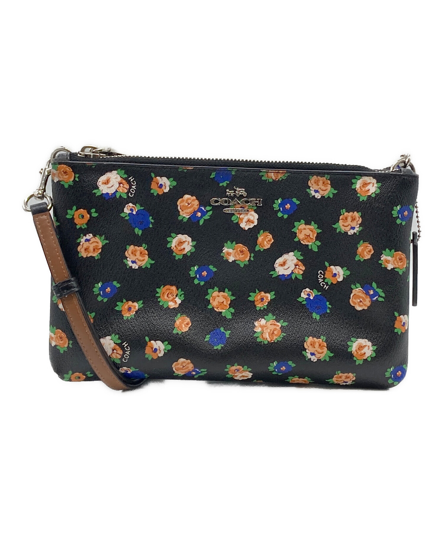 coach コーチ 花柄装飾付きかごバッグ 中古・古着通販】COACH (コーチ) 花柄ショルダーバッグ ブラック