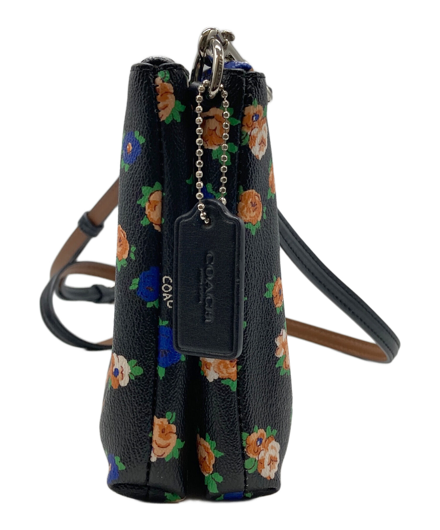 中古・古着通販】COACH (コーチ) 花柄ショルダーバッグ ブラック