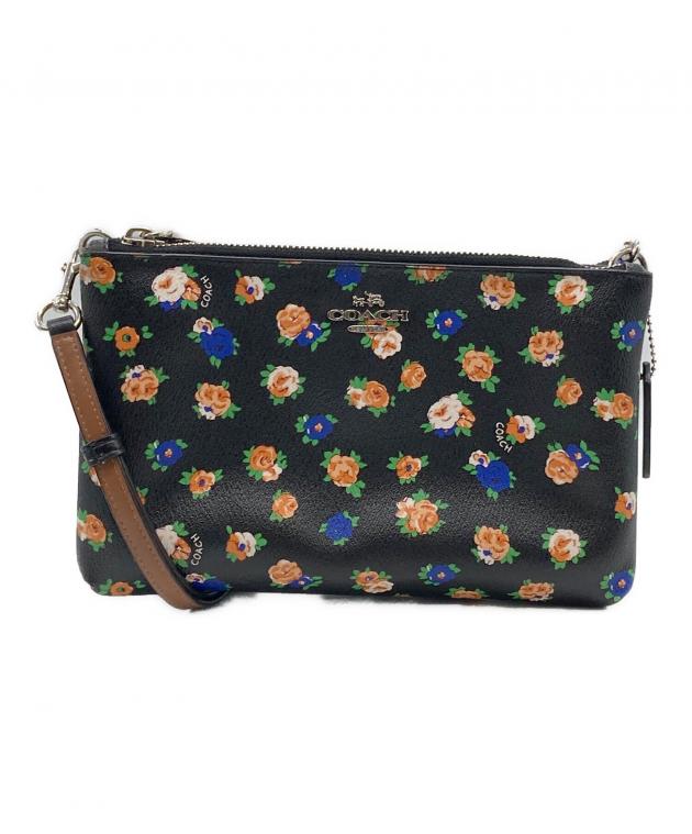 中古・古着通販】COACH (コーチ) 花柄ショルダーバッグ ブラック