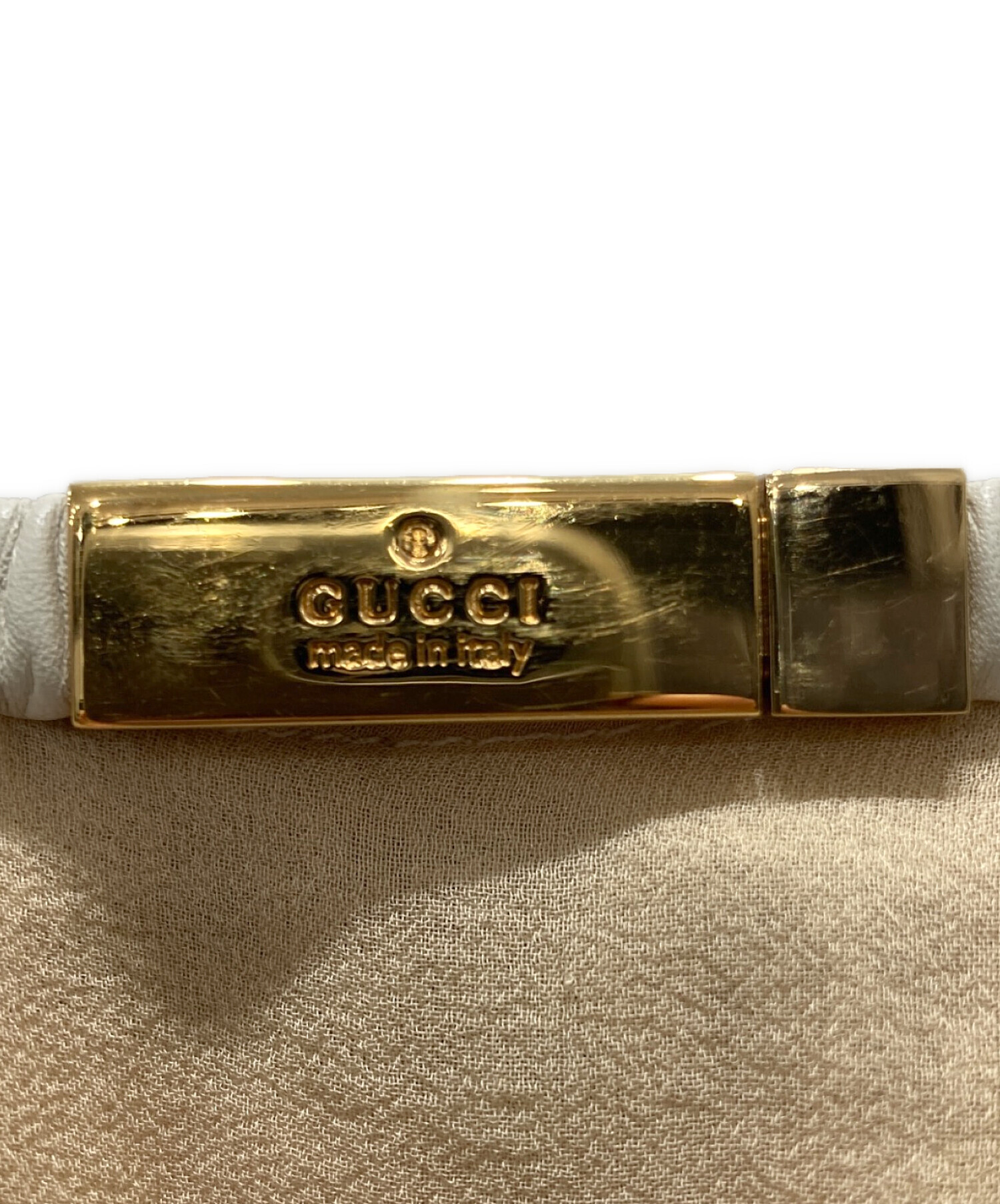 中古・古着通販】GUCCI (グッチ) ロゴシルバーバックル シフォン 