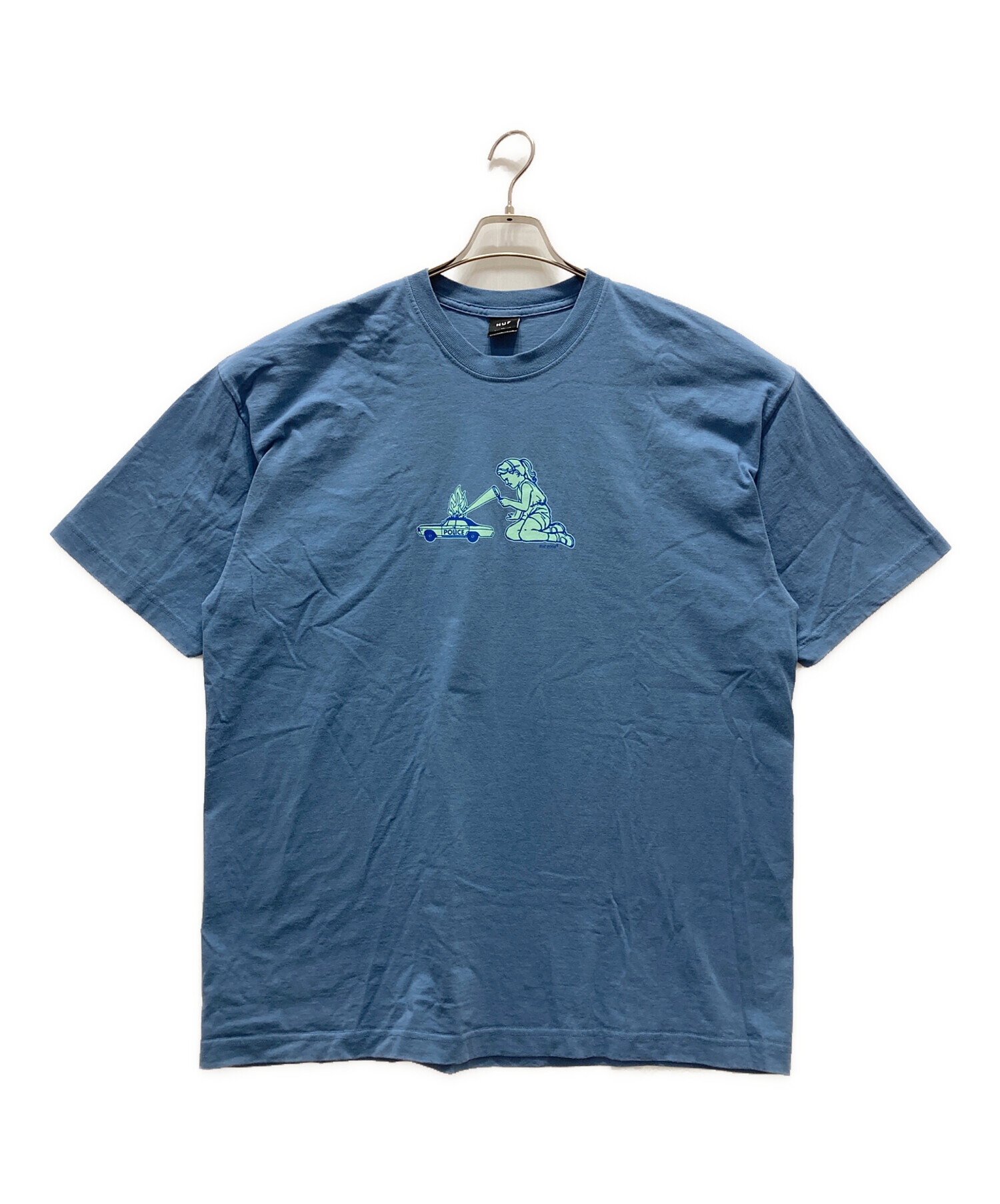 中古・古着通販】HUF (ハフ) プリントTシャツ ブルー サイズ:XL 
