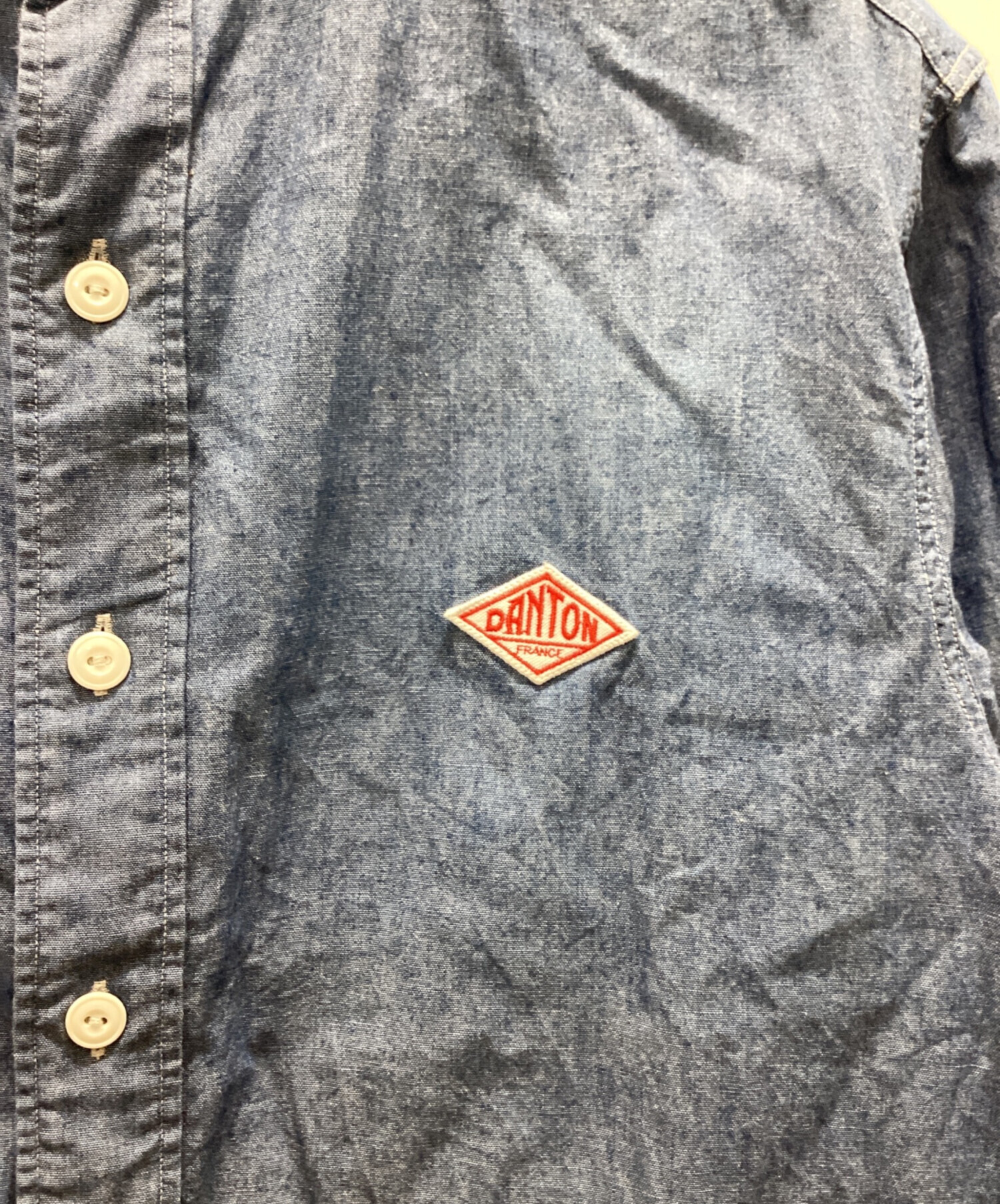 中古・古着通販】DANTON (ダントン) バンドカラーデニムシャツ 中古・古着通販】DANTON (ダントン) バンドカラーデニムシャツ