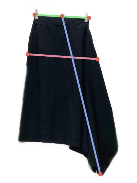 HYKE ハイク PERTEX アシメスカート ミディアム丈 黒 中古・古着通販】HYKE (ハイク) アシンメトリースカート ブラック