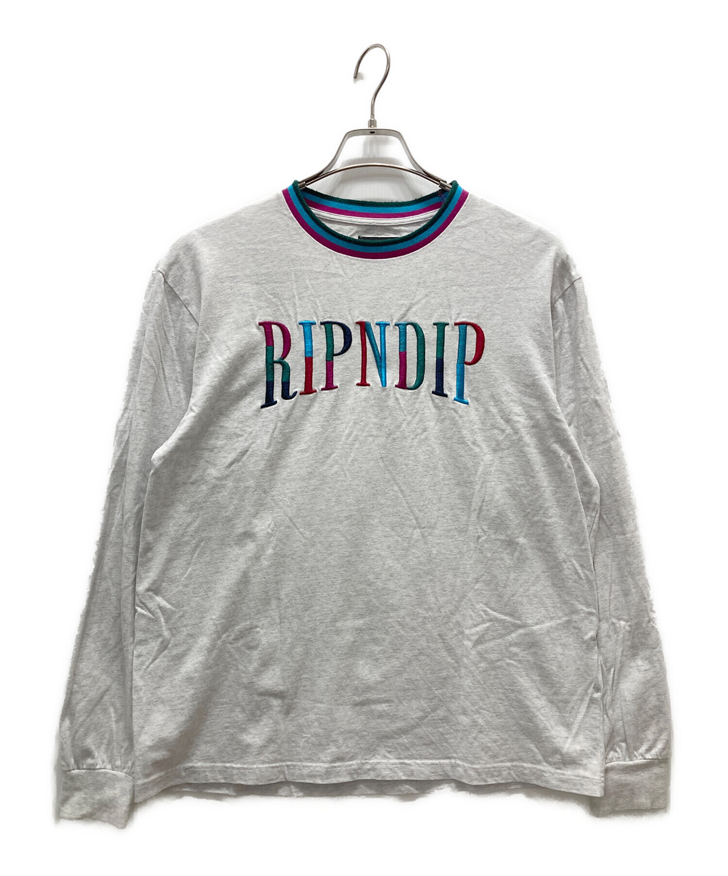 中古・古着通販】RIPNDIP (リップンディップ) ロゴ刺繍Tシャツ グレー
