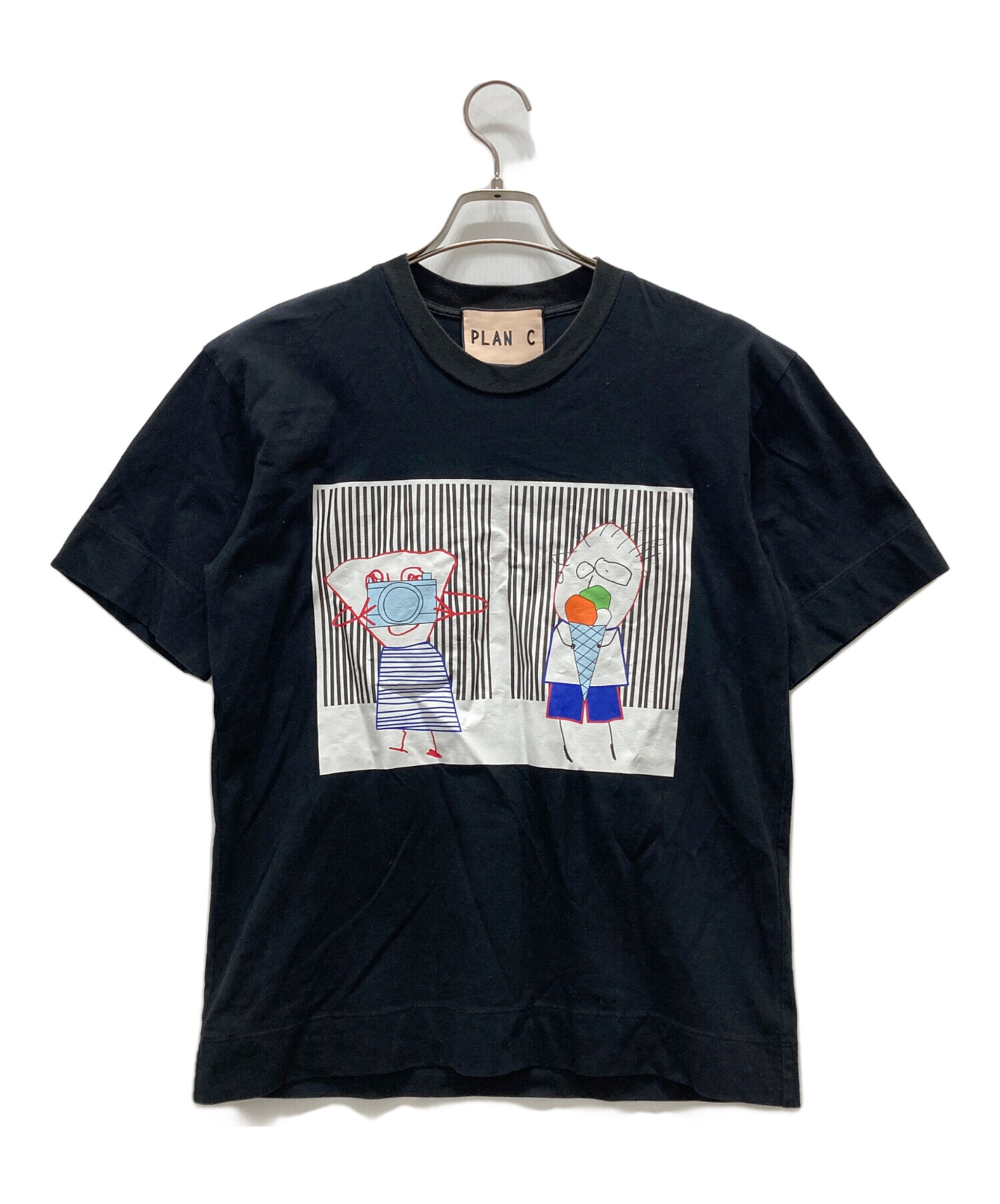 中古・古着通販】PLAN C (プランシー) プリントTシャツ ブラック