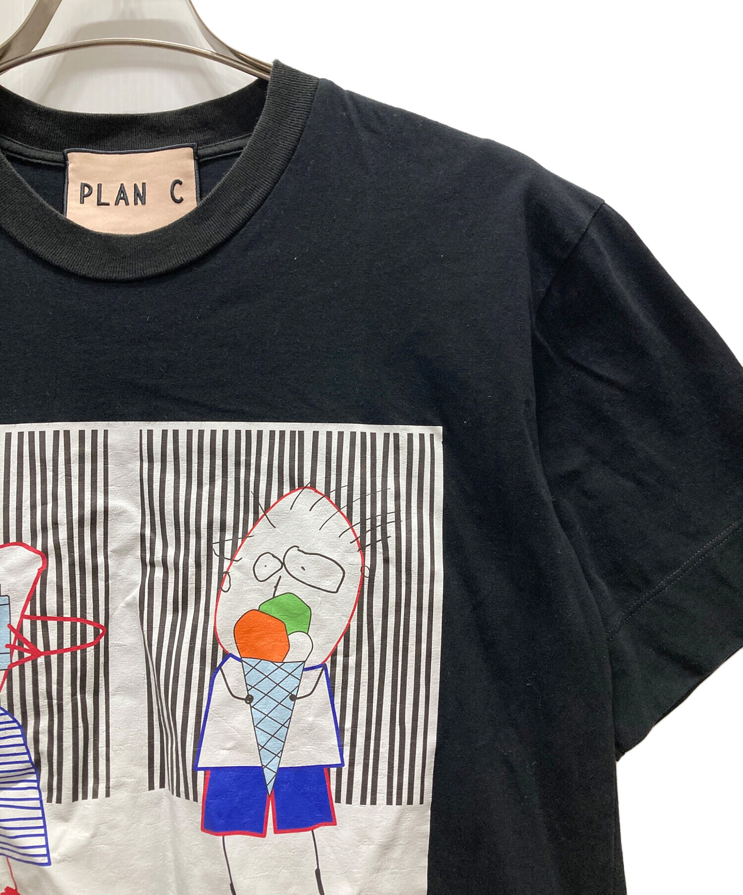 中古・古着通販】PLAN C (プランシー) プリントTシャツ ブラック 