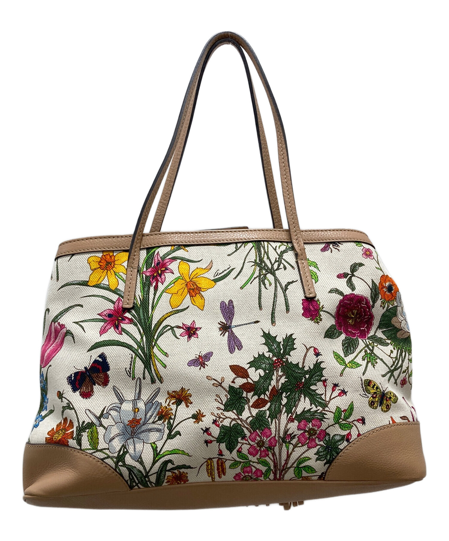中古・古着通販】GUCCI (グッチ) フローラトートバッグ アイボリー 