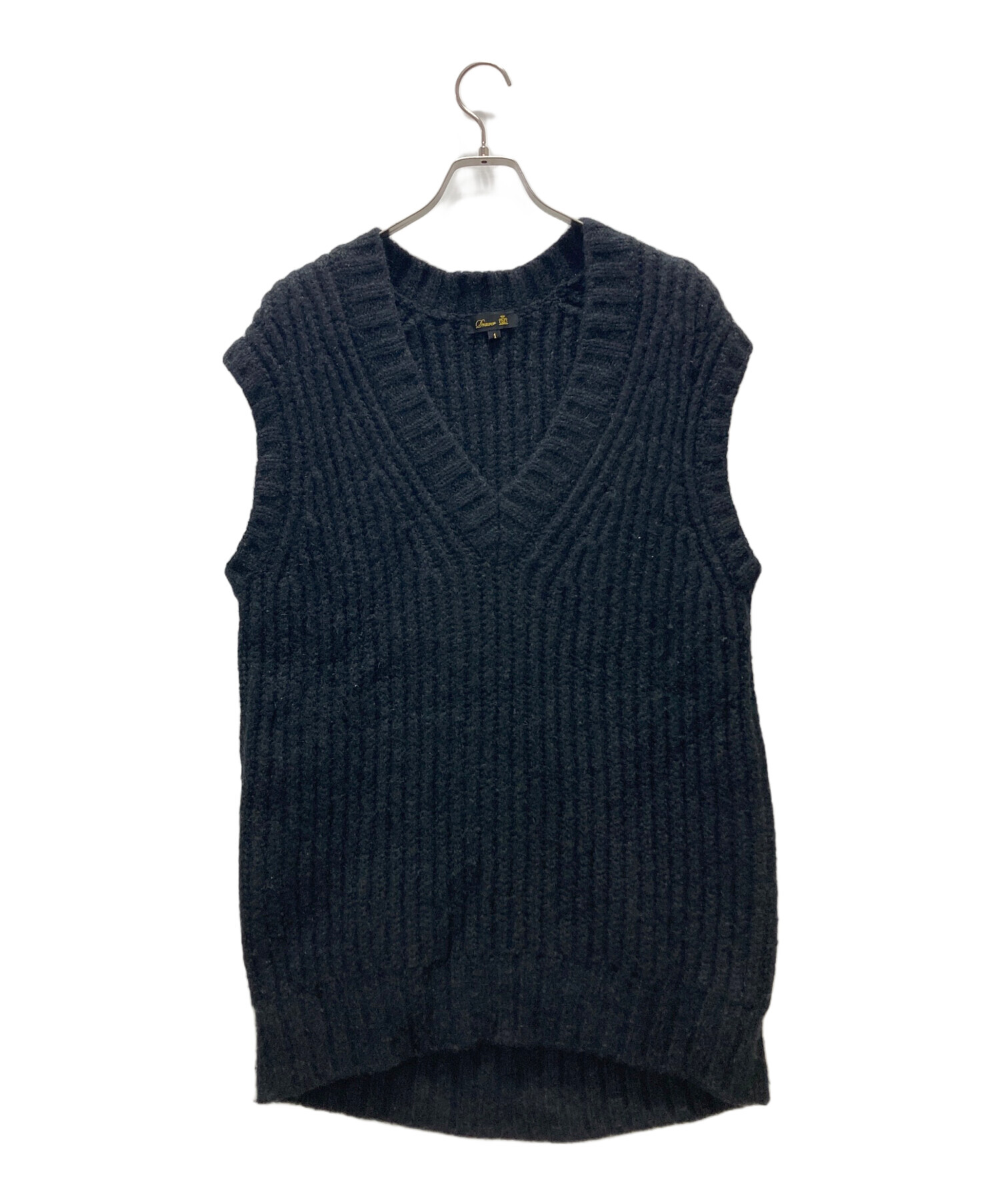 中古・古着通販】DRAWER (ドゥロワー) 3G畔編み ニットベスト ブラック