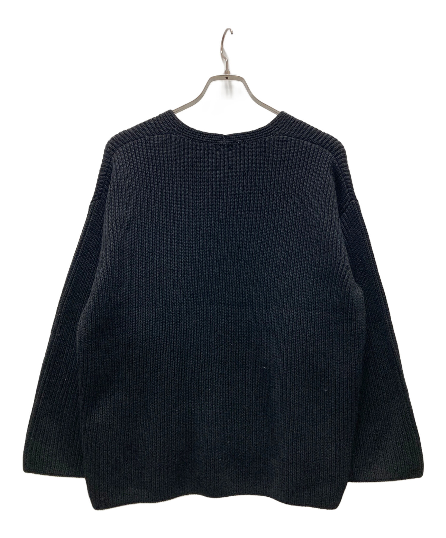 中古・古着通販】BATONER (バトナ―) リブVネックニット ブラック 
