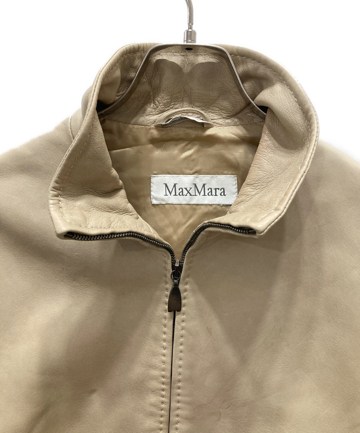 中古・古着通販】MaxMara (マックスマーラ) レザージャケット ベージュ