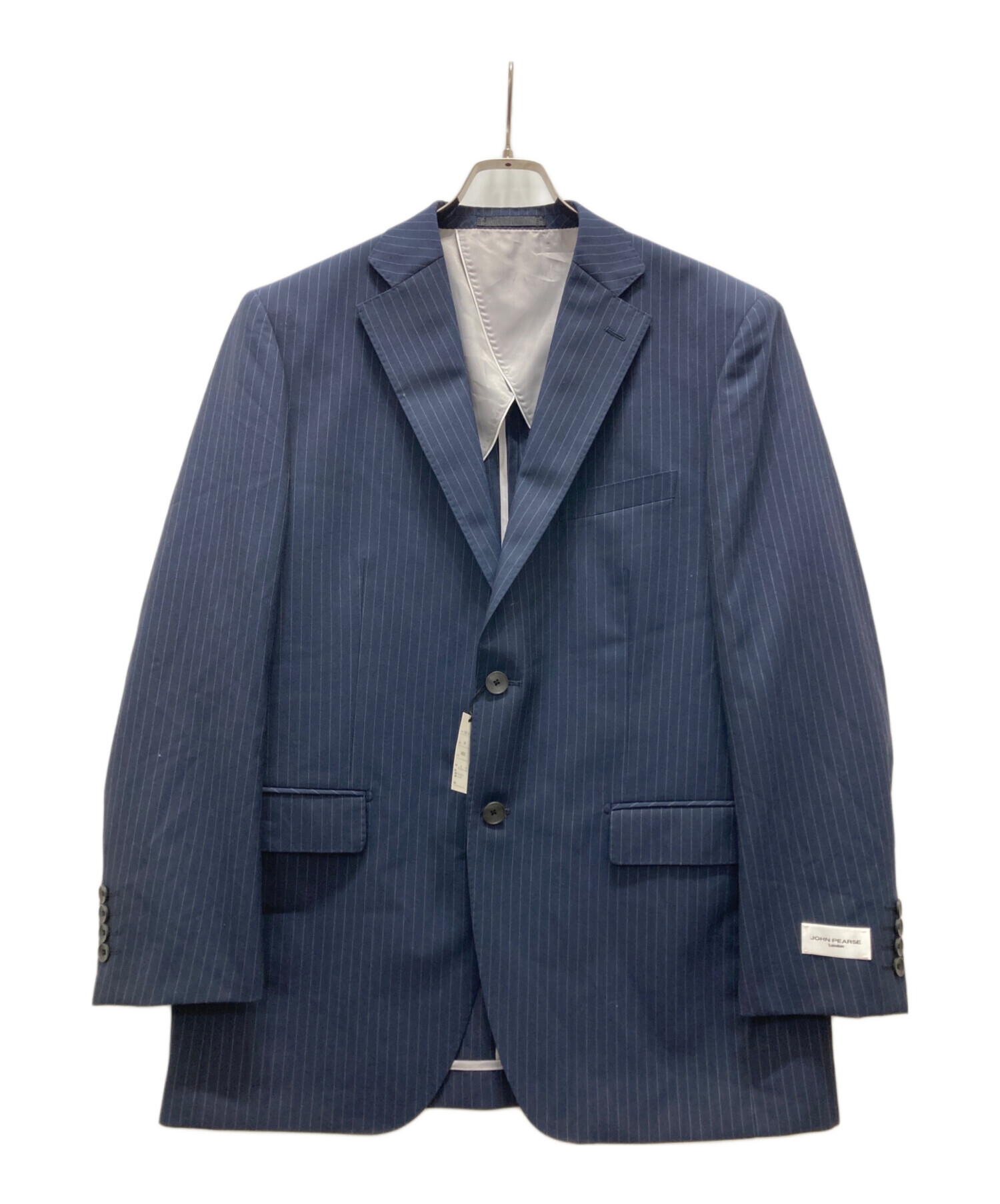 美品　JOHN PEARSE ３ピース　ビジネススーツ　ストライプ柄　紺　175 美品♢ジョンピアース 3ピース スーツ A4 紺 ストライプ 形状安定