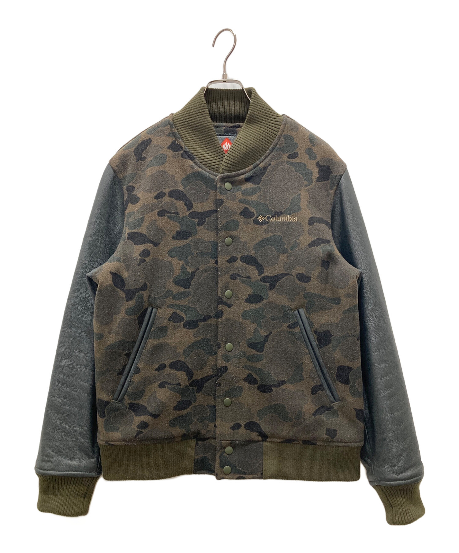 中古・古着通販】Columbia (コロンビア) レザー袖ブルゾン グリーン 
