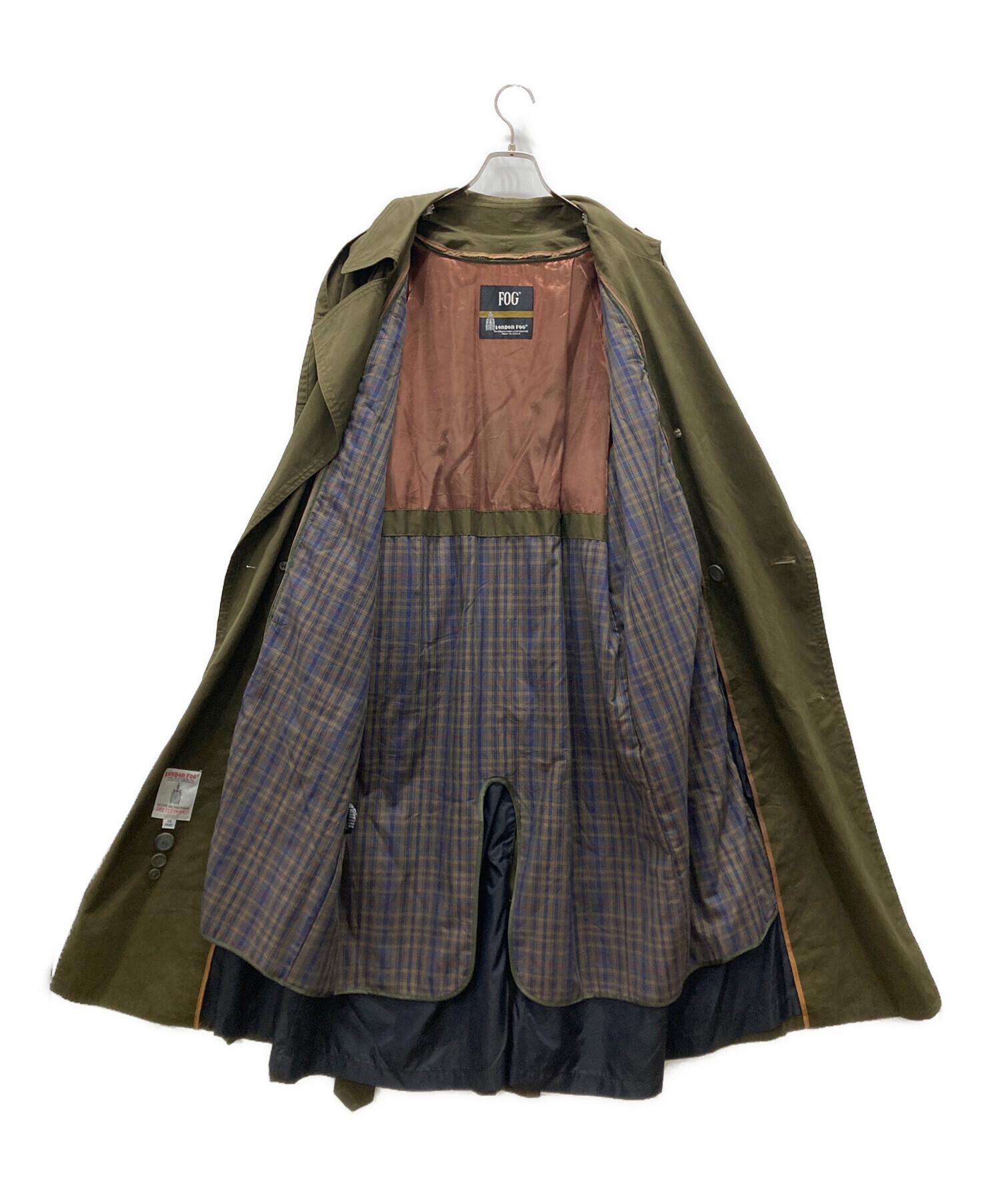 90s LONDON FOG フーデットロングコート ライナー付 オリーブ 42 中古・古着通販】london fog (ロンドンフォグ) ライナー付トレンチ