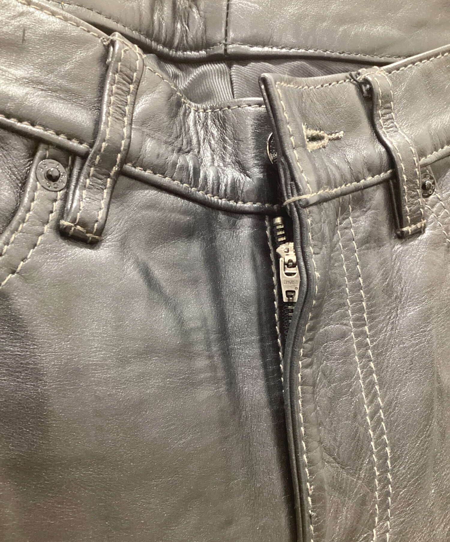 中古・古着通販】LEVI'S (リーバイス) 505 レザーパンツ ブラック