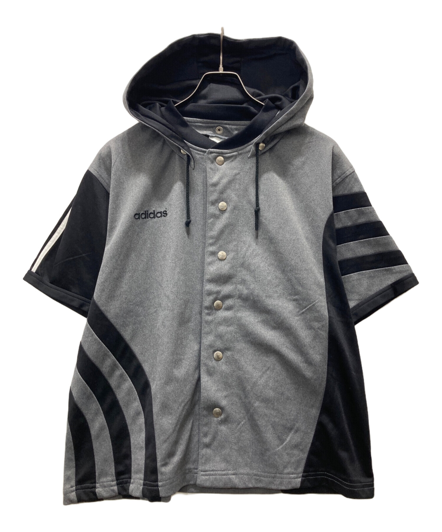 80s adidas トラックジャケット パーカー 薄いグレー M ハーフジップ アディダス アディダス オリジナルス R3CD ハーフジップトラックトップ