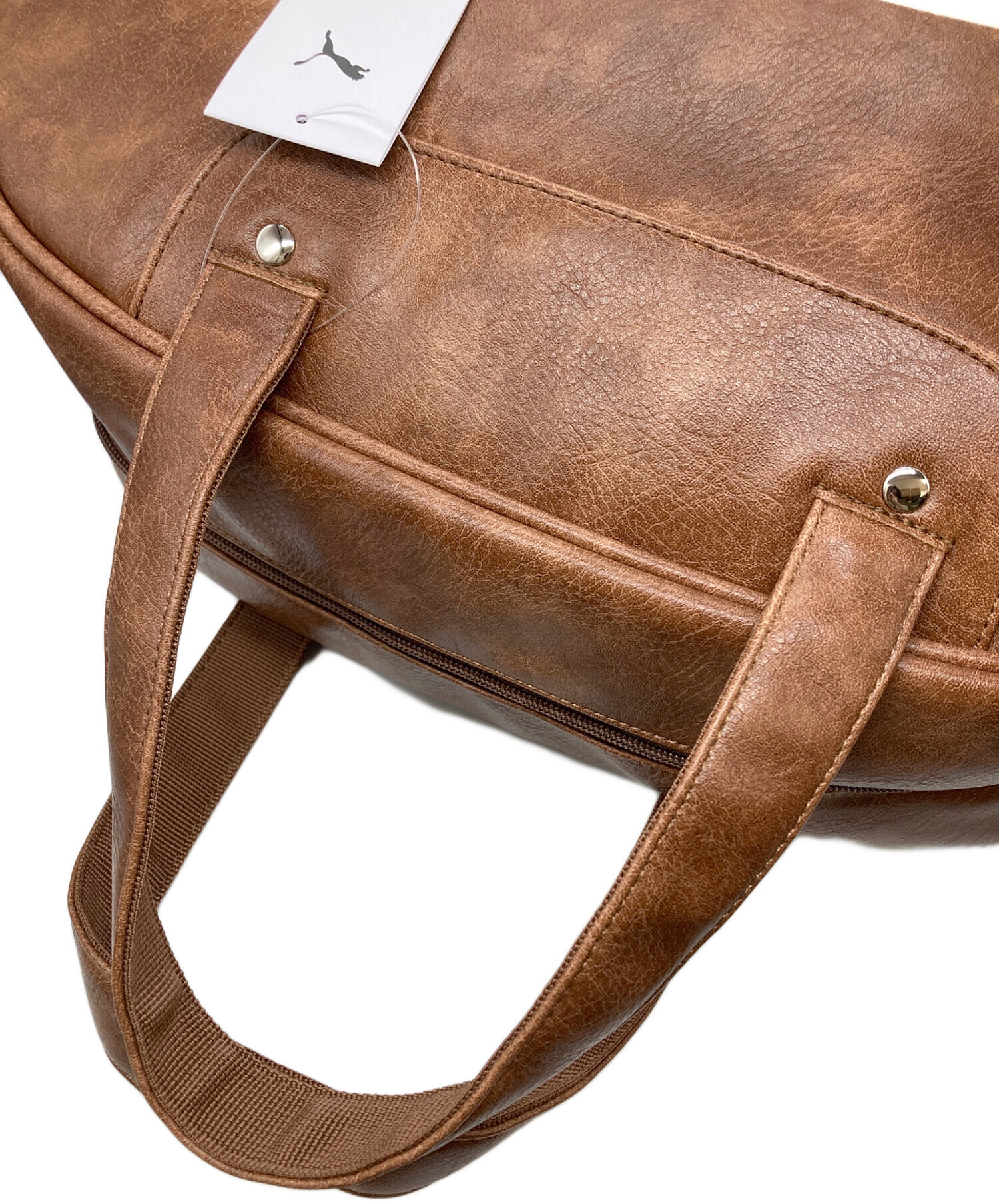 中古・古着通販】PUMA (プーマ) Fレザーminiボストンバッグ ブラウン