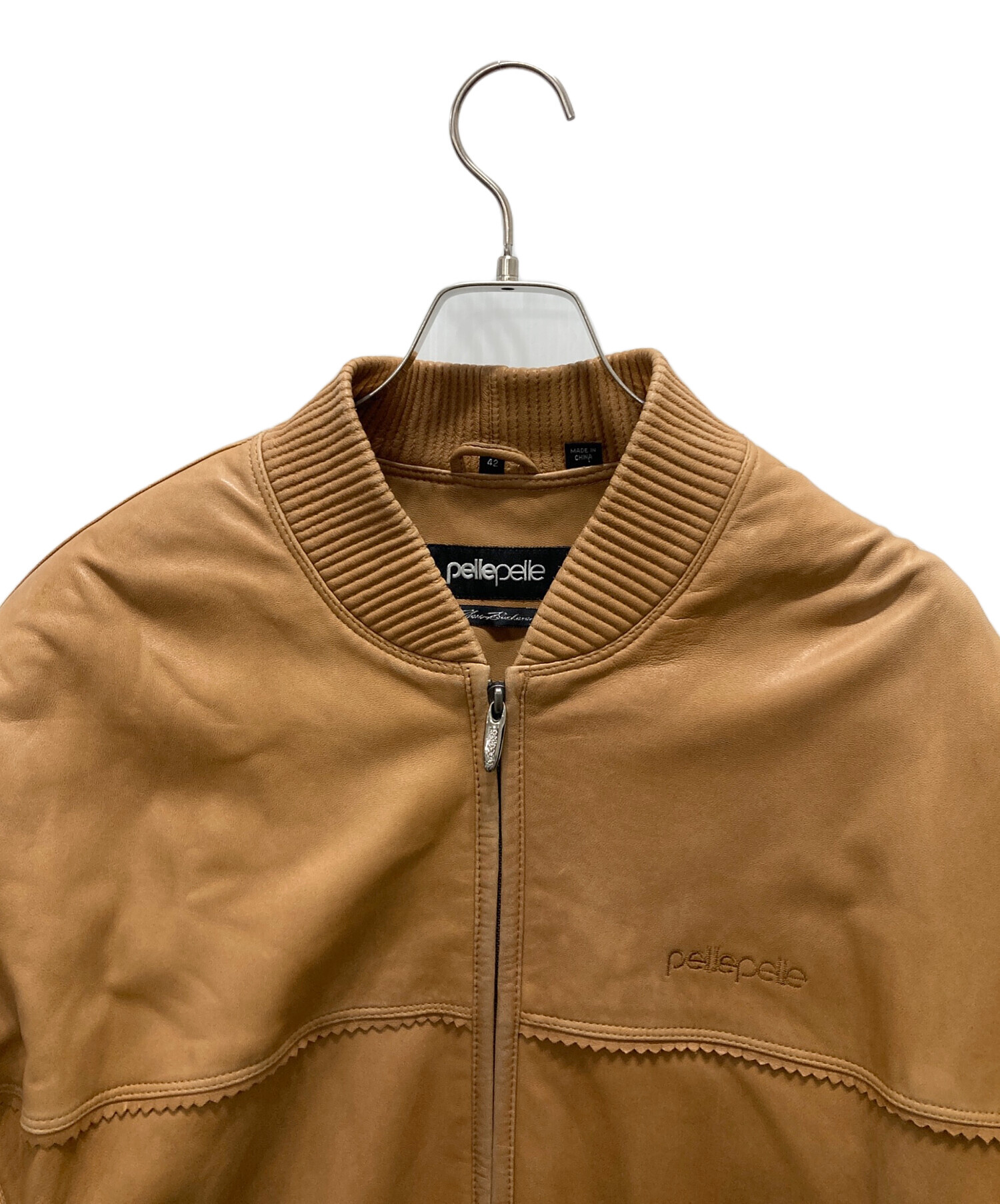 中古・古着通販】pellepelle (ペレペレ) レザーブルゾン ブラウン