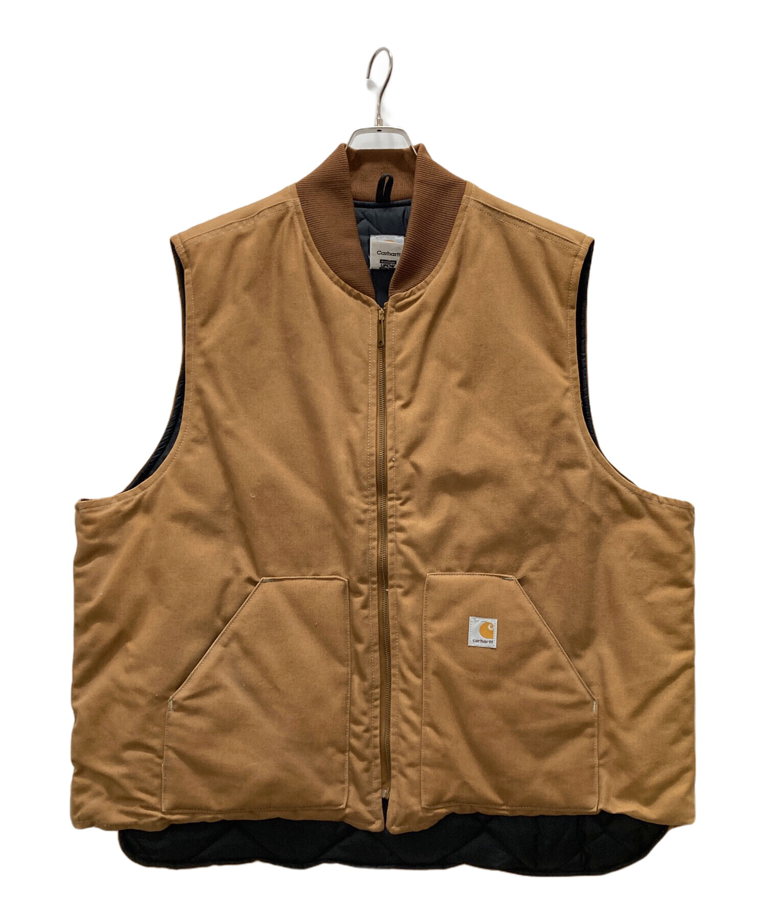 USA 製 Carhartt カーハート ダック ベスト 芸術 フェード リアルフェード 90s カーハート ダックベスト 腰ゴム USA製 CHT茶系