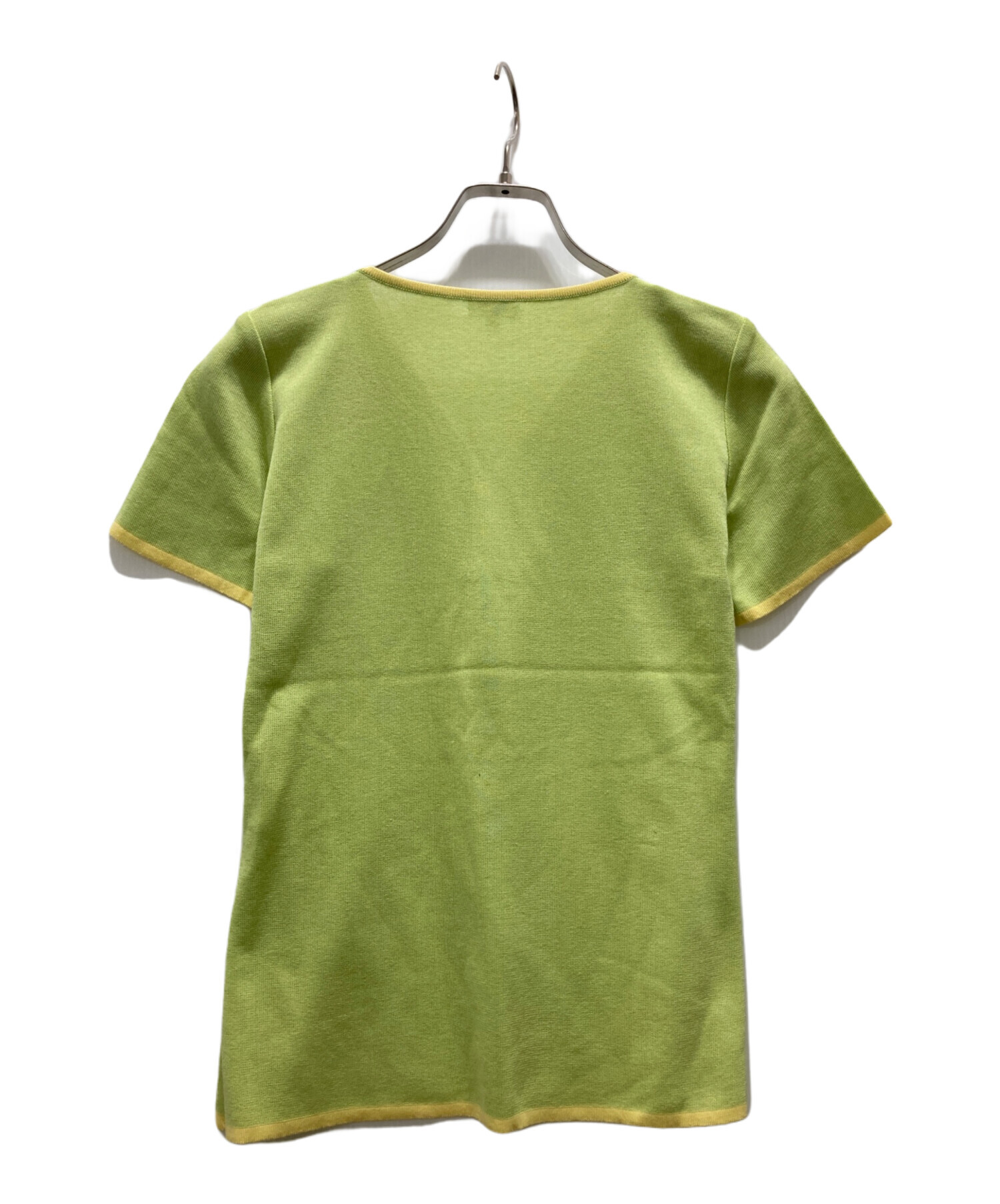 中古・古着通販】FOXEY (フォクシー) 半袖ニット 黄緑 サイズ:40