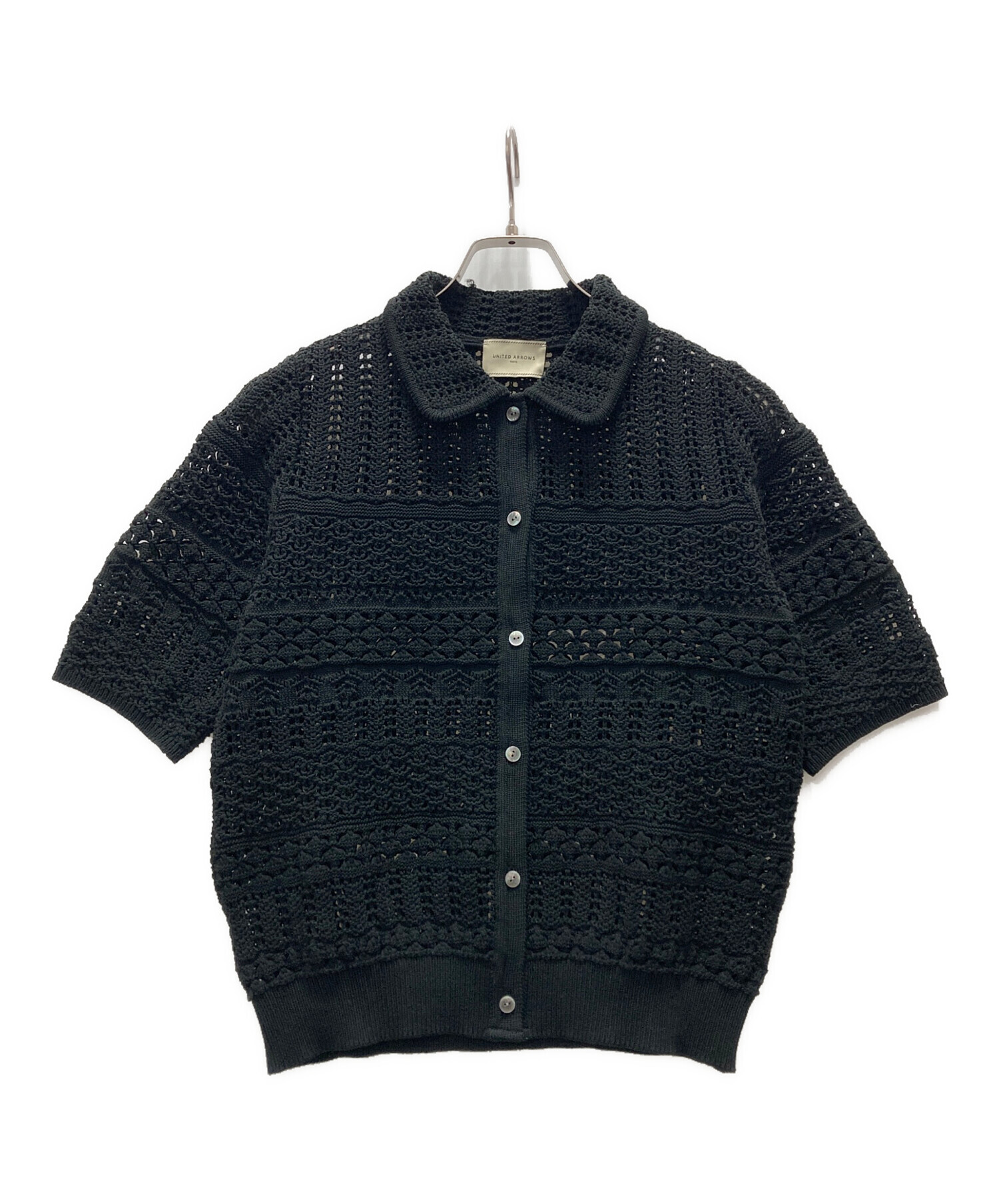 ユナイテッドアローズ　ブラックフリル付き半袖　ニットポロシャツ 中古・古着通販】UNITED ARROWS (ユナイテッドアローズ) ニット