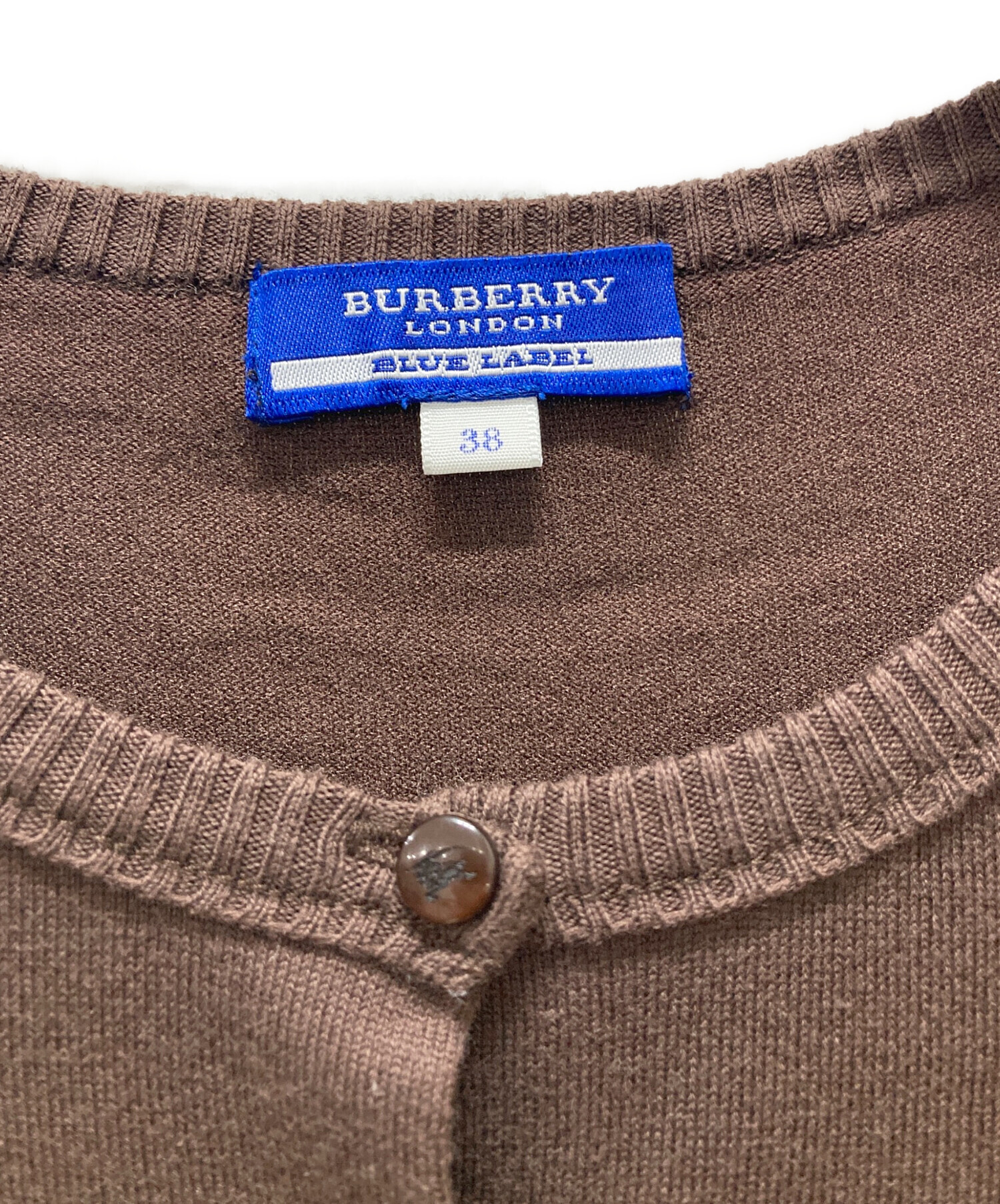 BURBERRY BLUE LABEL トグル 丸首 ニットカーディガン 中古・古着通販】BURBERRY BLUE LABEL (バーバリー ブルー レーベル