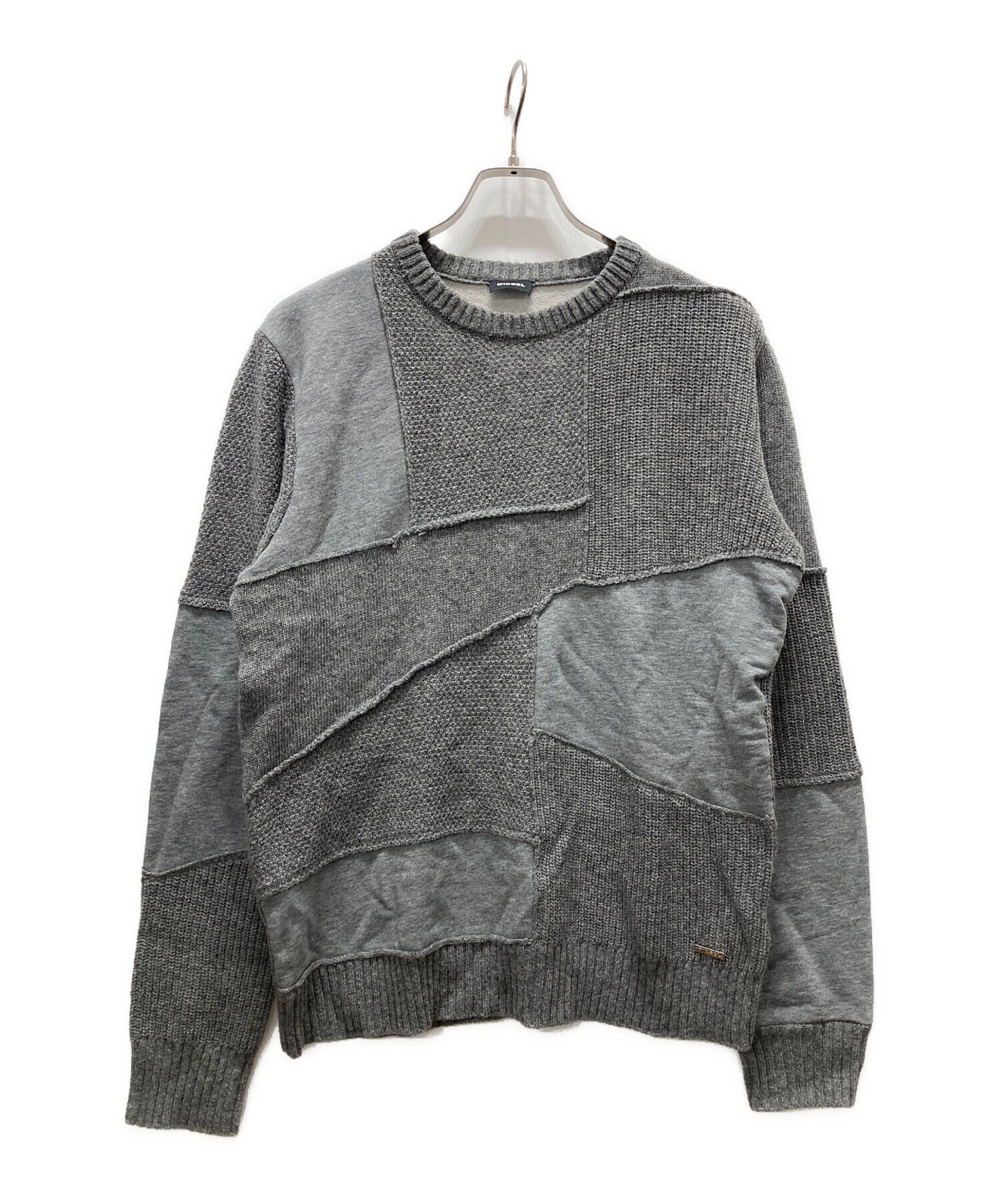 中古・古着通販】DIESEL (ディーゼル) パッチワークニット グレー 