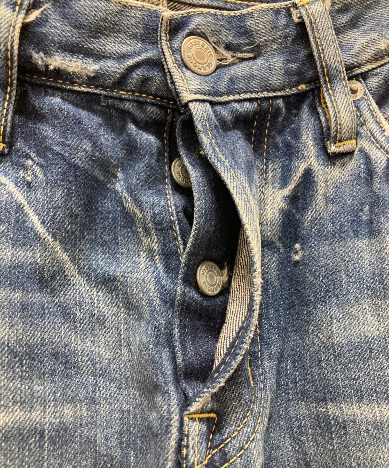 ヒステリックグラマー ダメージ加工デニム スタッズ ヒスガール 革パッチ赤耳30 ヒステリックグラマー ダメージ加工デニム スタッズ ヒスガール 革