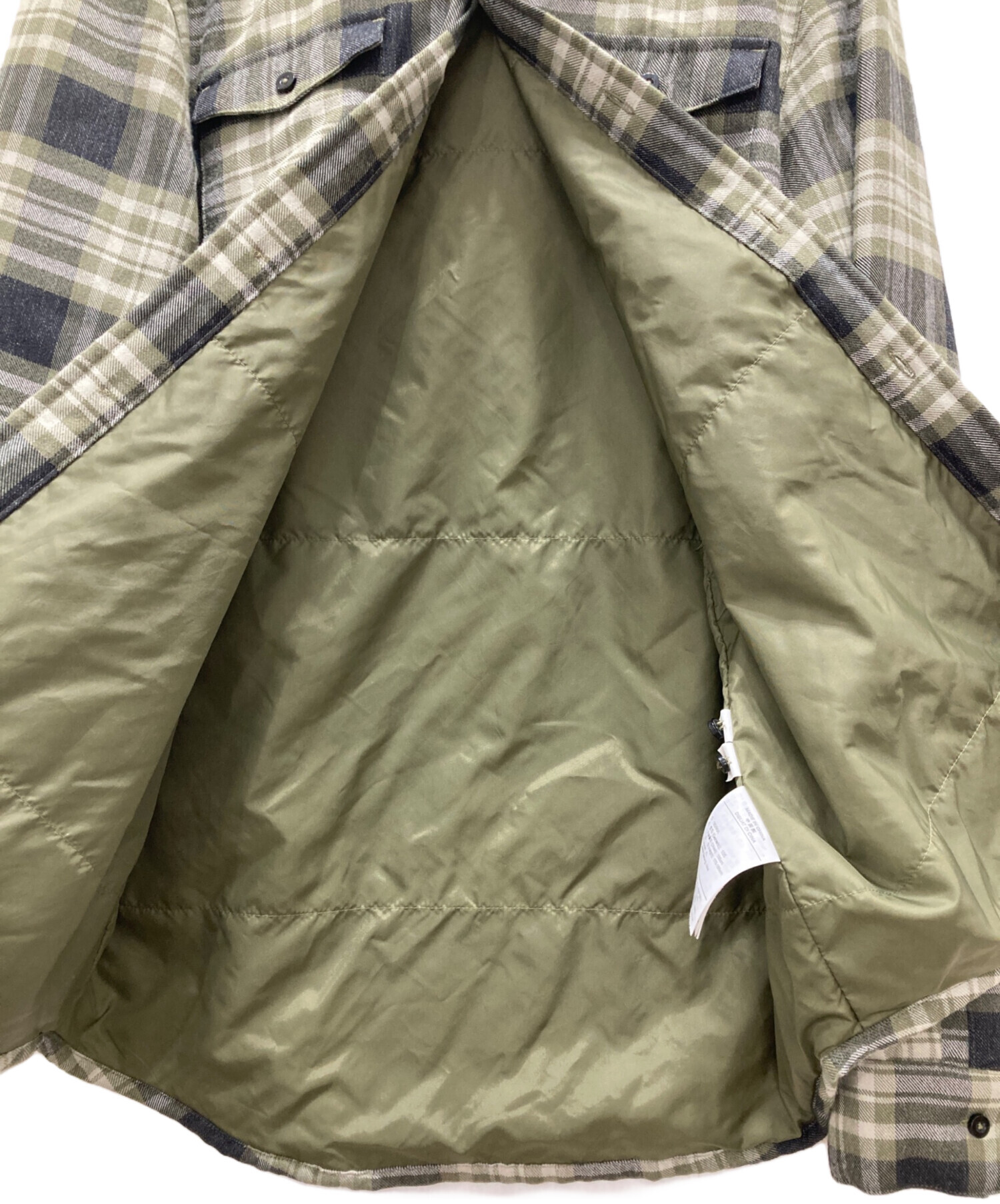 中古・古着通販】NIKE (ナイキ) フード付チェックネルシャツ グリーン