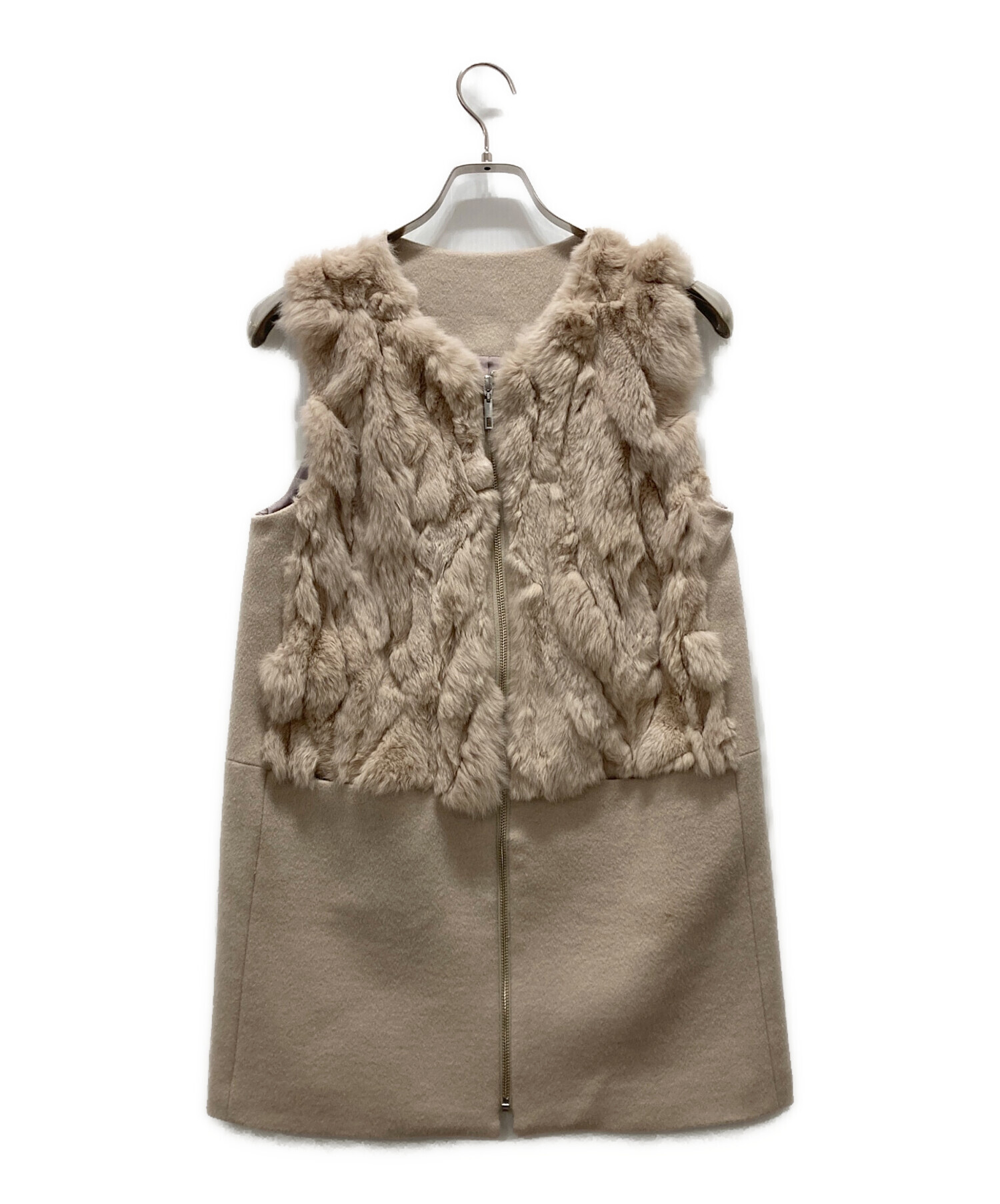 パシオーネ passione ファー ジレ ベージュ 新品未使用品 mal 配信 中古・古着通販】PASSIONE (パシオーネ) レッキスファー切替ベスト