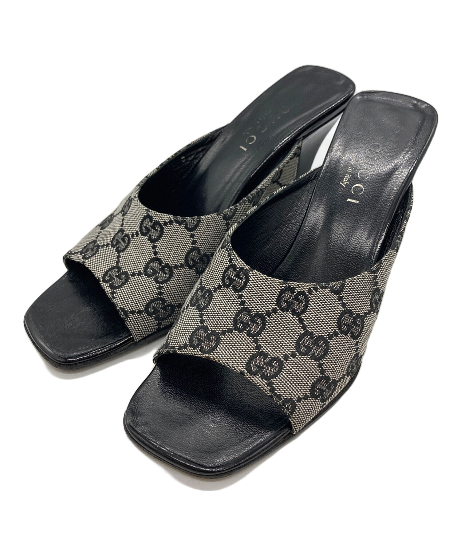 中古・古着通販】GUCCI (グッチ) GGキャンバスミュール ブラック