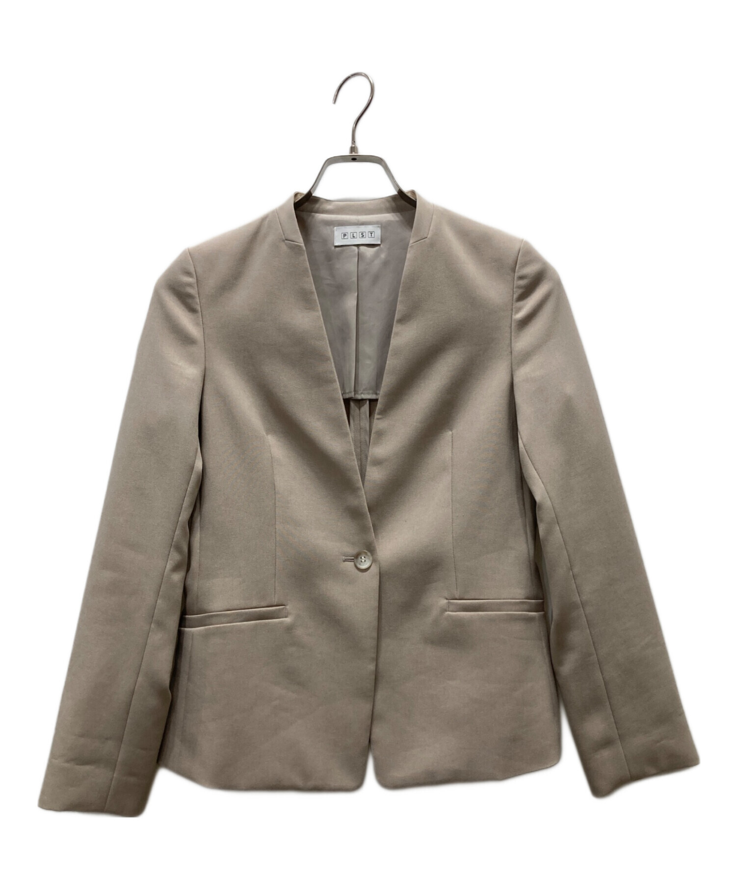 【PLST】ベージュS/セットアップ/ポリエステルオックスカラーレスジャケット PLST(プラステ)公式 | ポリエステルオックスカラーレスジャケット
