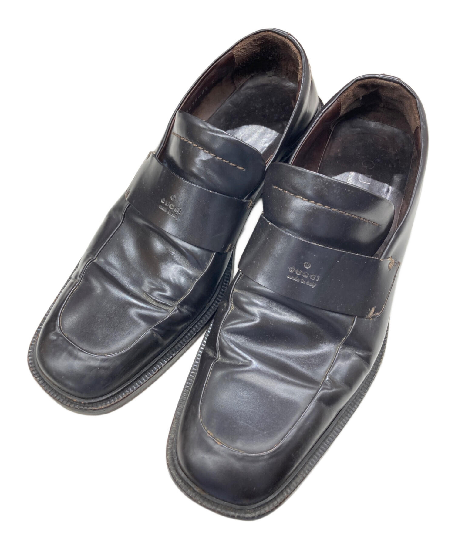 中古・古着通販】GUCCI (グッチ) スクエアトゥコインローファー