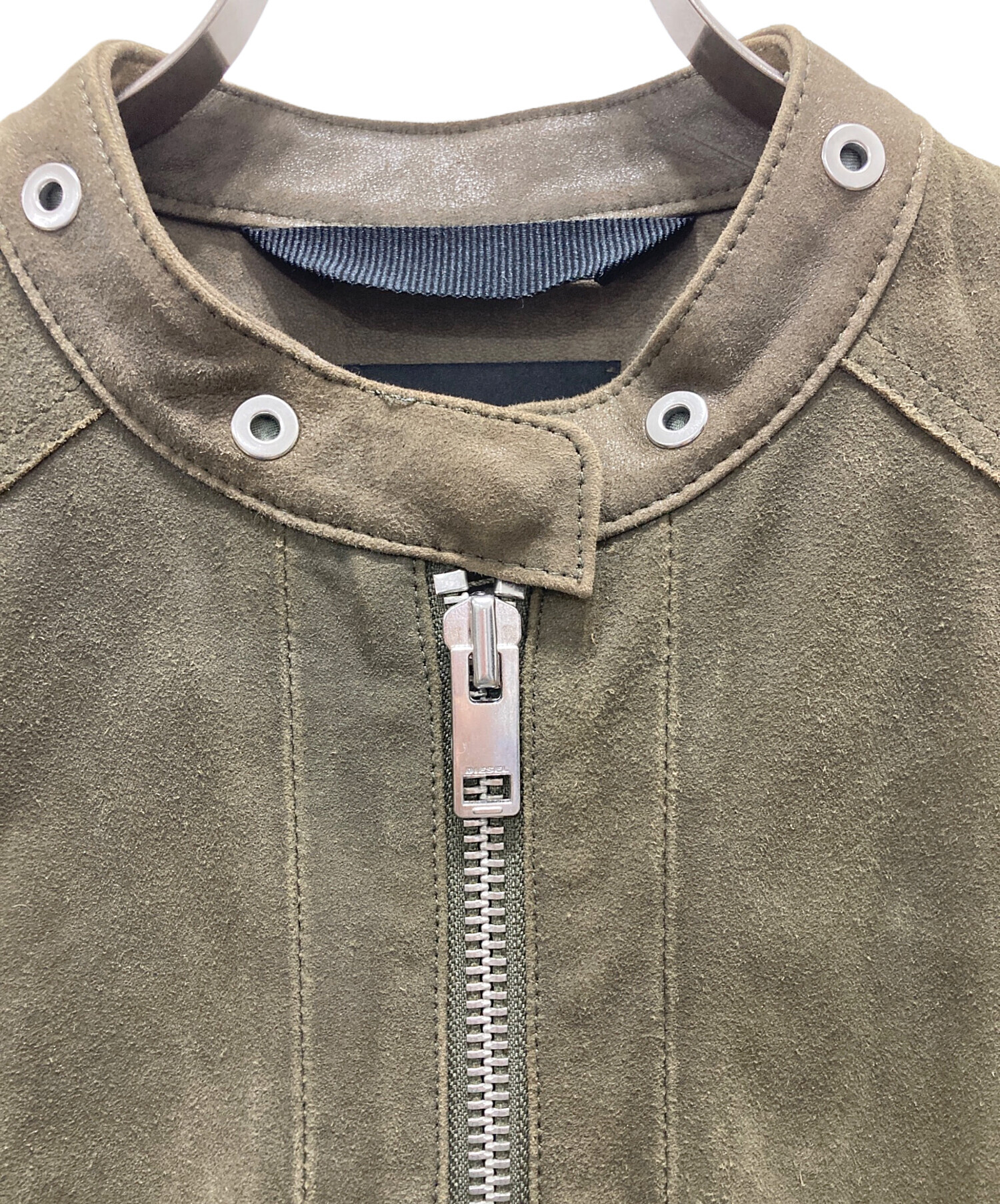 ディーゼル　ラムレザージャケット　カーキ　XL 中古・古着通販】DIESEL (ディーゼル) ラムレザージャケット カーキ